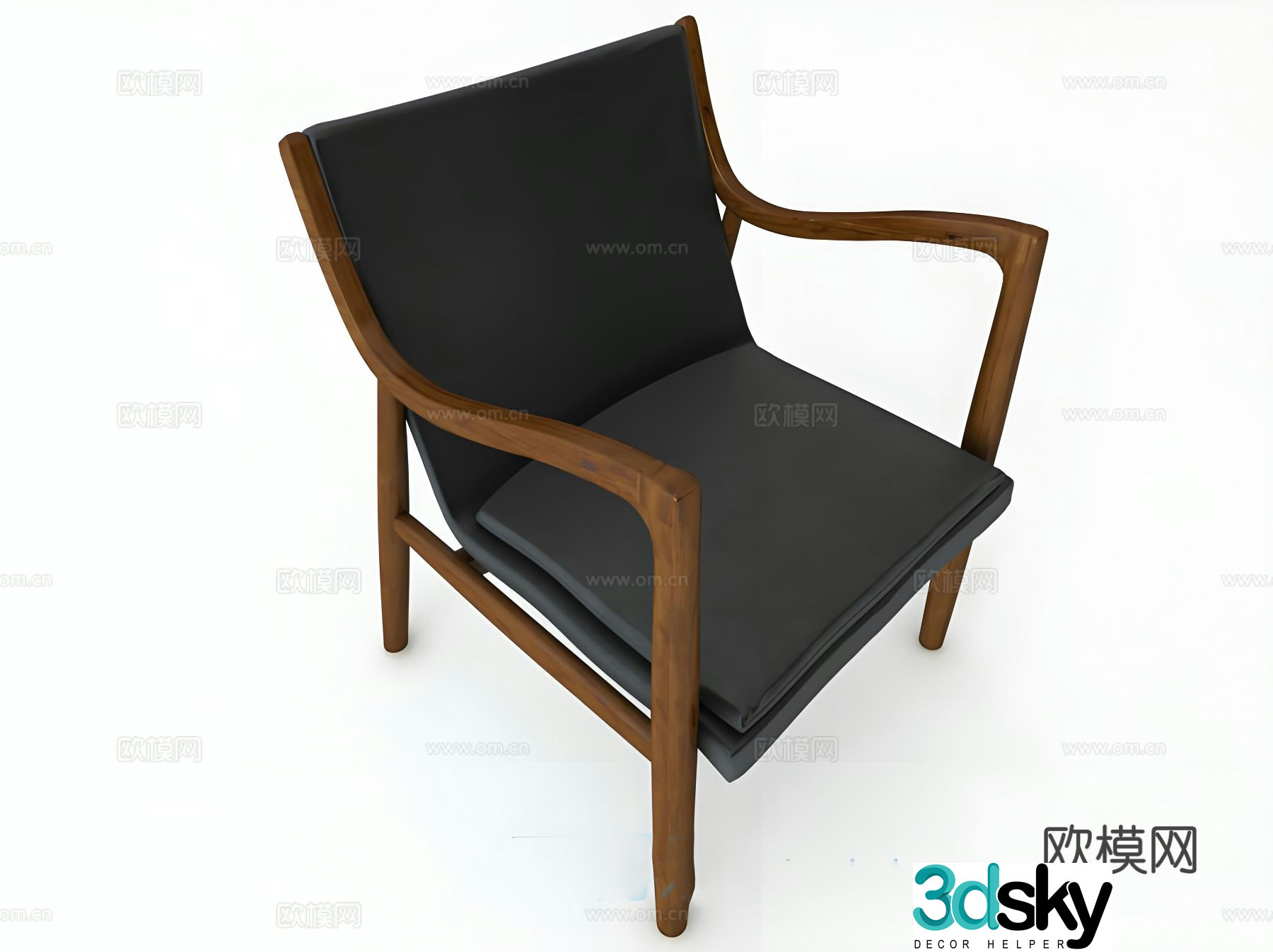 Leisure chair solid wood chair dining chair tea chair armchair 3d model