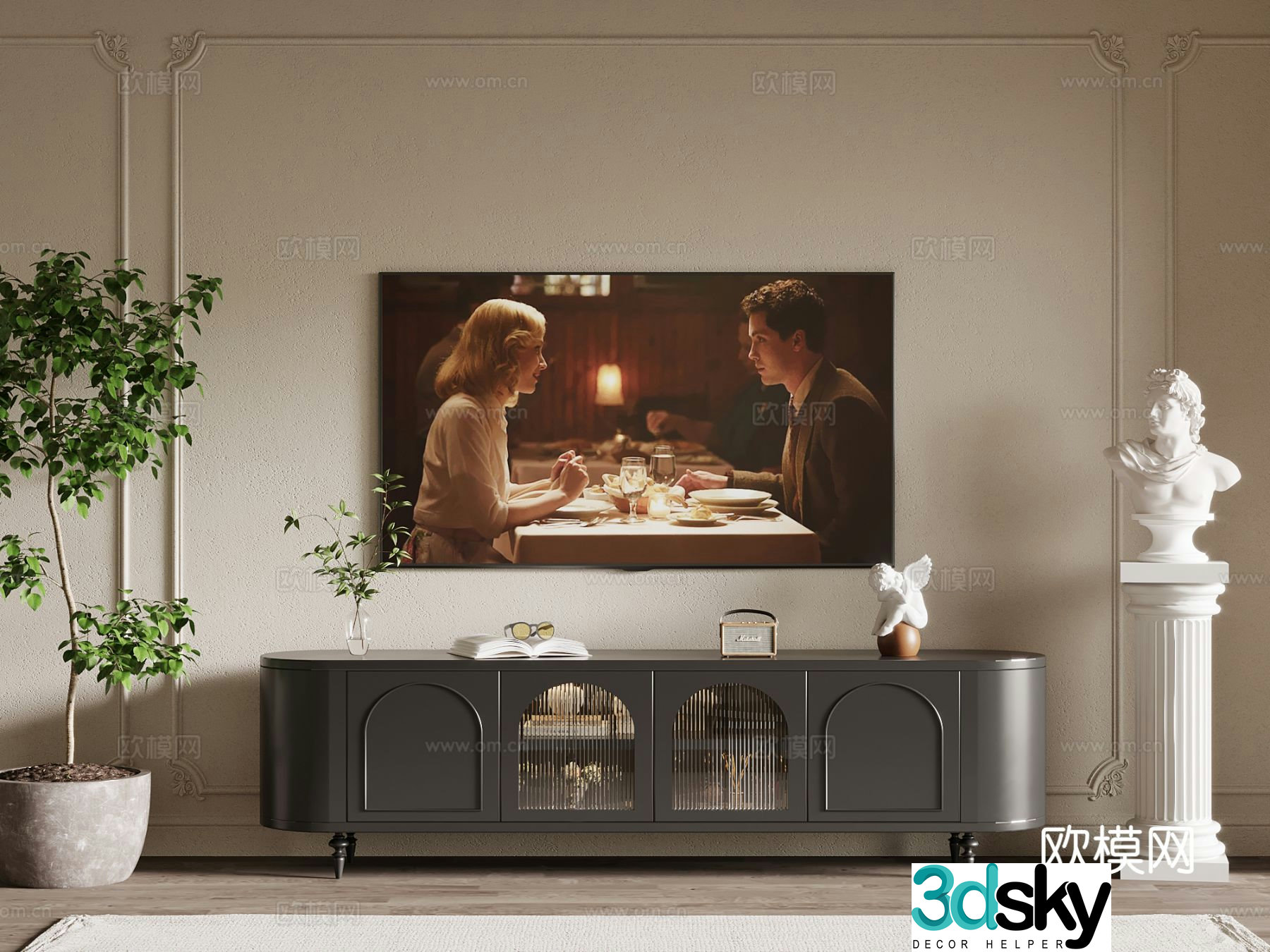 French TV cabinet 3d model