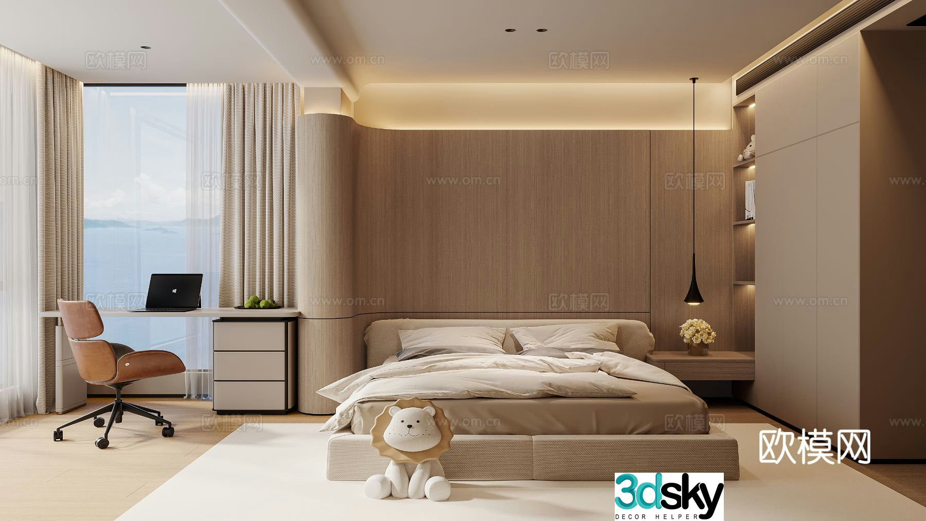 Modern bedroom second bedroom 3d model
