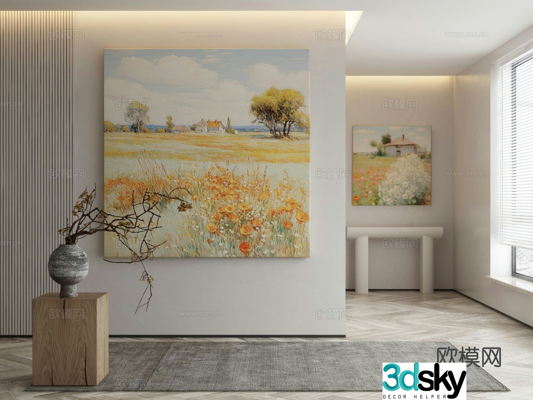 Modern landscape painting decorative painting 3d model