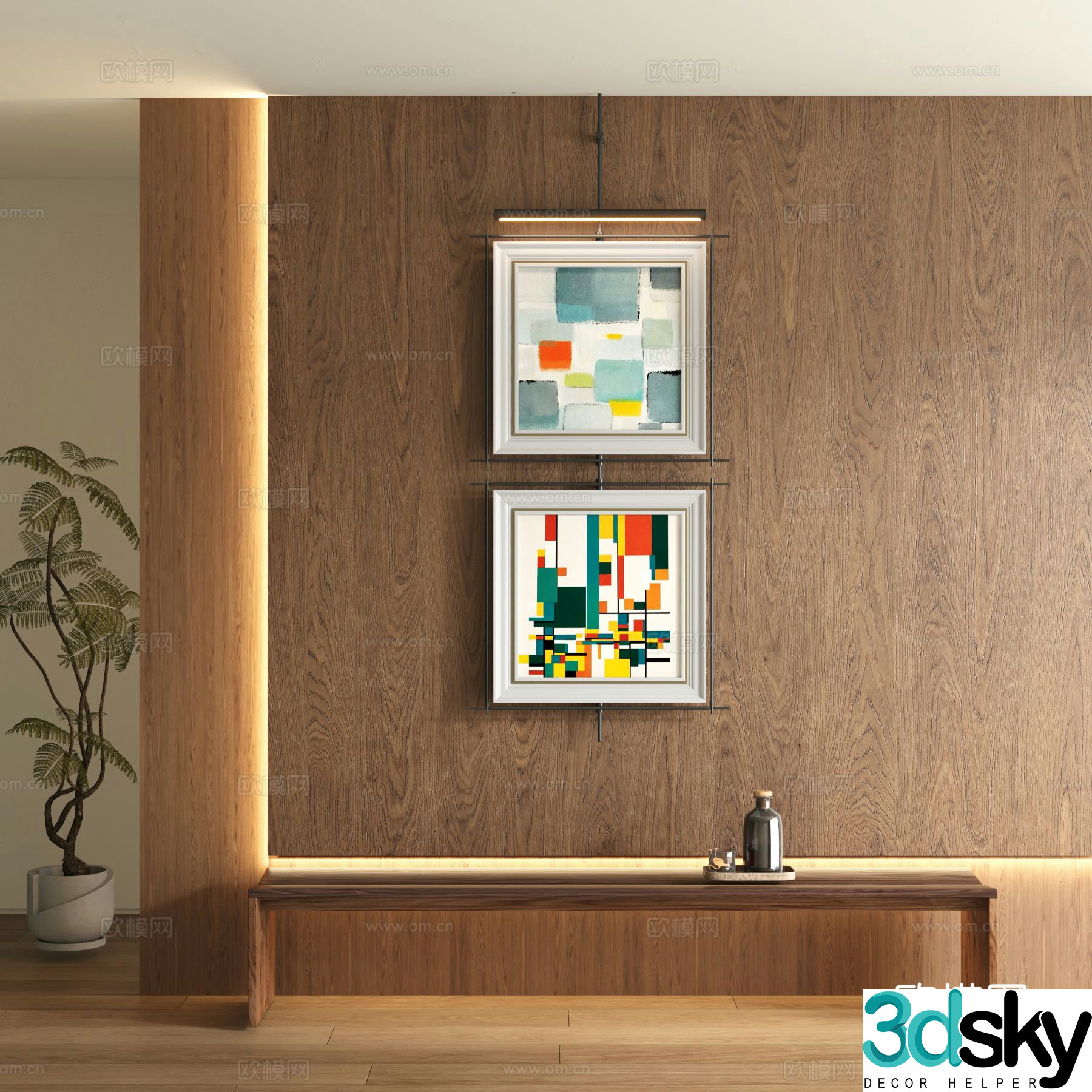 New Chinese style abstract painting decorative painting 3d model