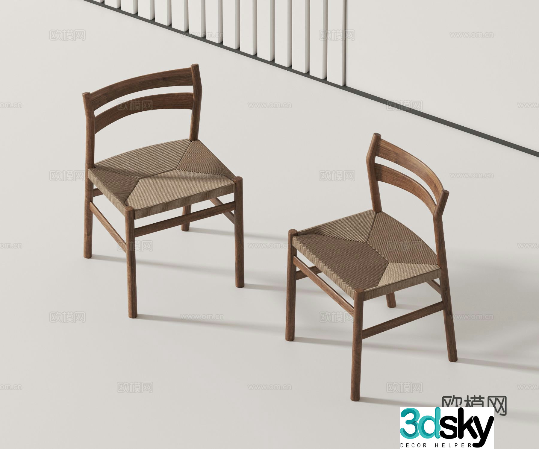 Wabi-sabi style wooden chair dining chair single chair chair 3d model