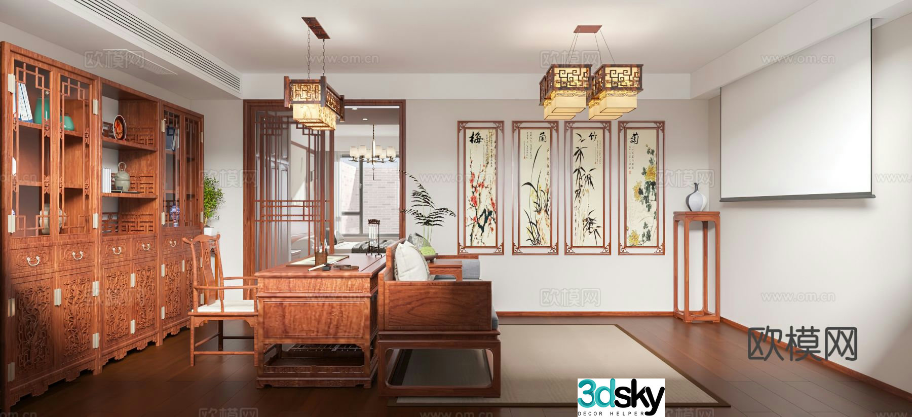 Chinese style bedroom master bedroom 3d model