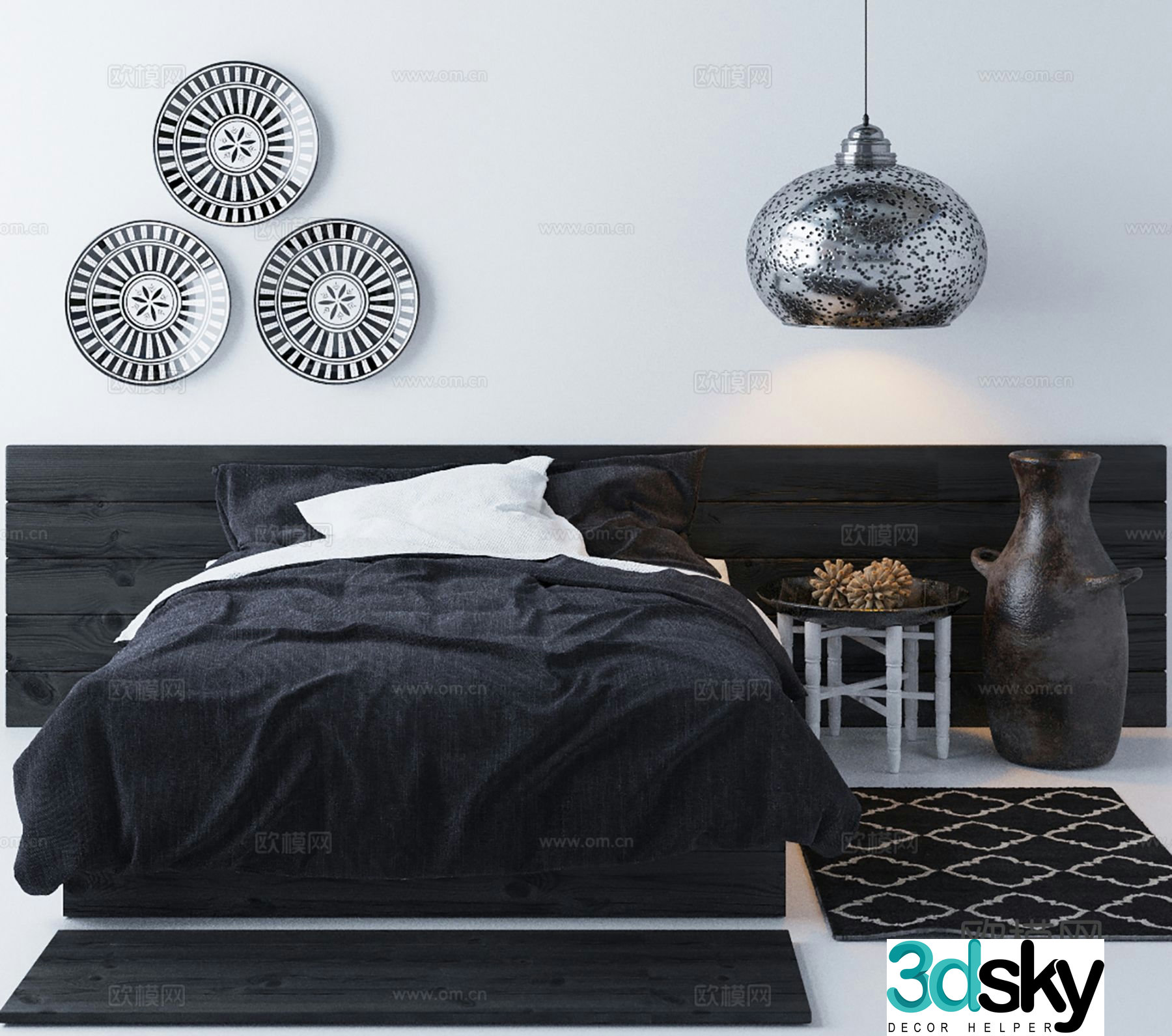 Modern double bed 3d model