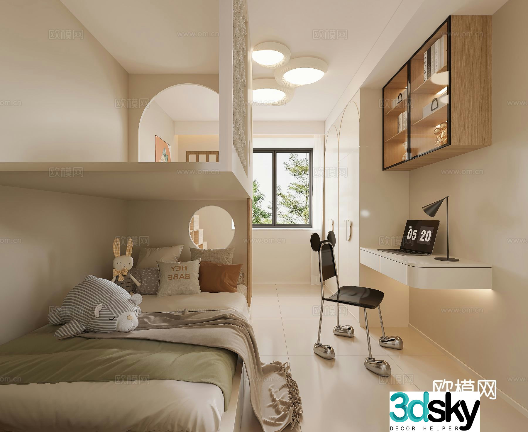 Cream style children’s room 3D model of children’s room