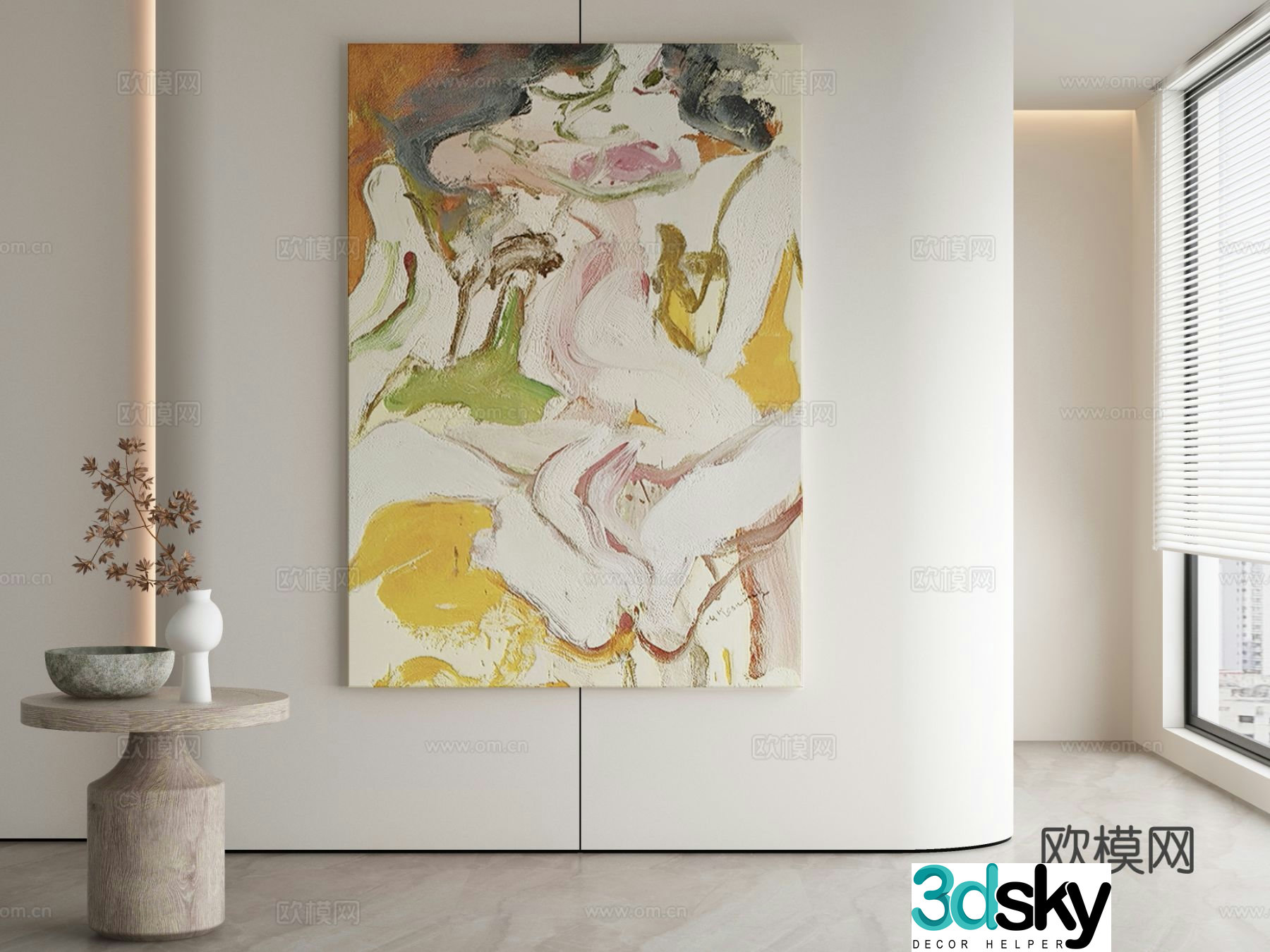 Modern texture painting decorative painting 3d model