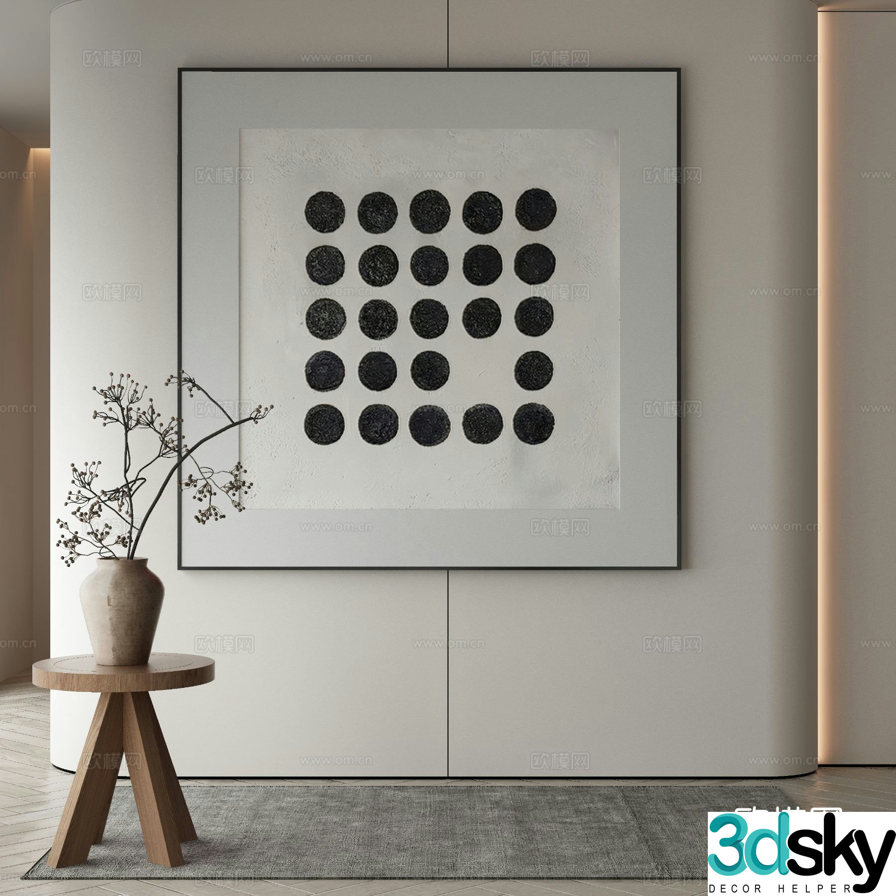 Modern texture painting decorative painting 3d model