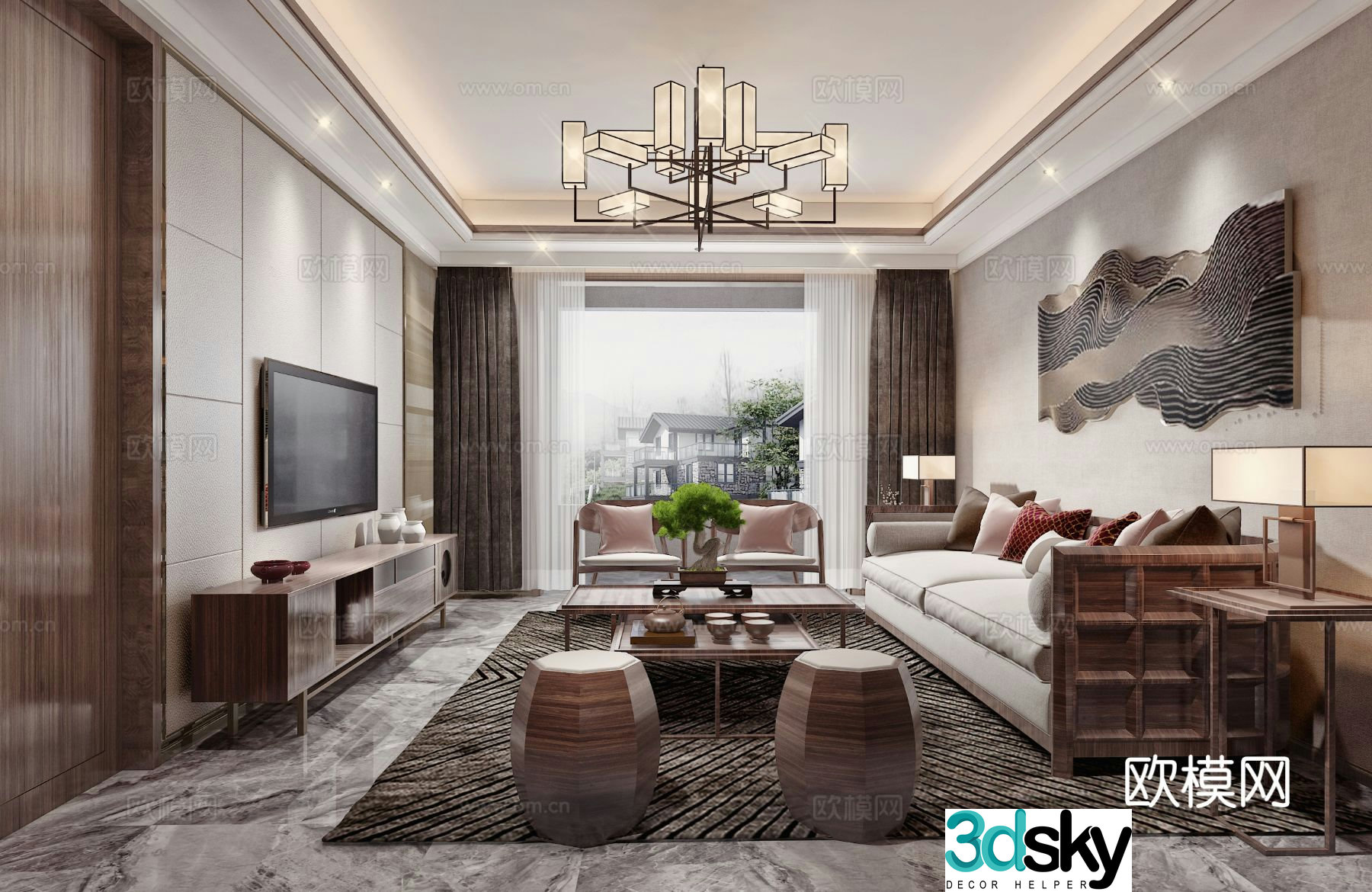 New Chinese style living room 3d model