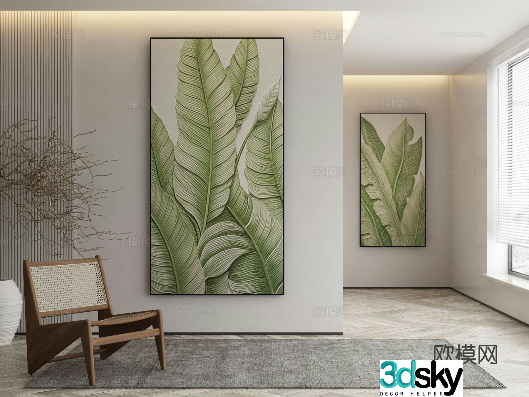 Modern botanical painting decorative painting 3d model