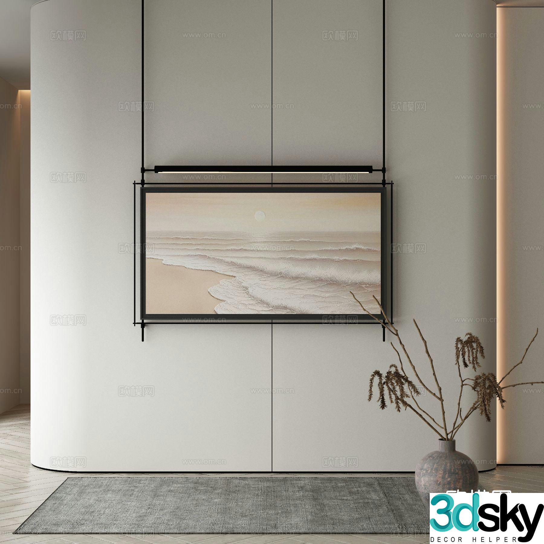 Modern beach painting decorative painting 3d model