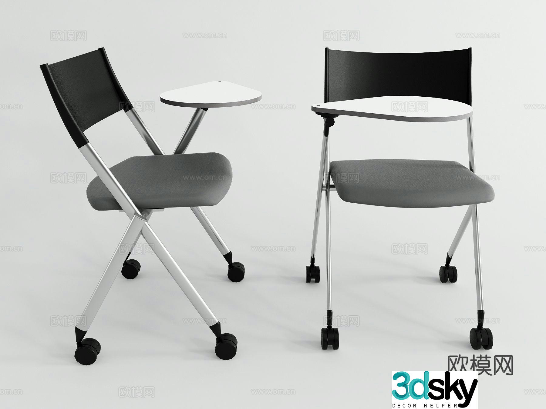 Modern office chair training chair folding chair 3d model