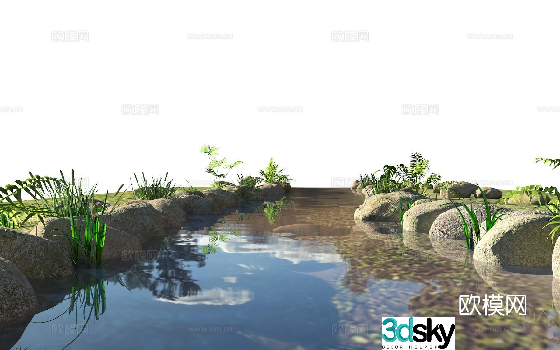 Creek Beach River Waterscape Wild River Waterscape 3D Model