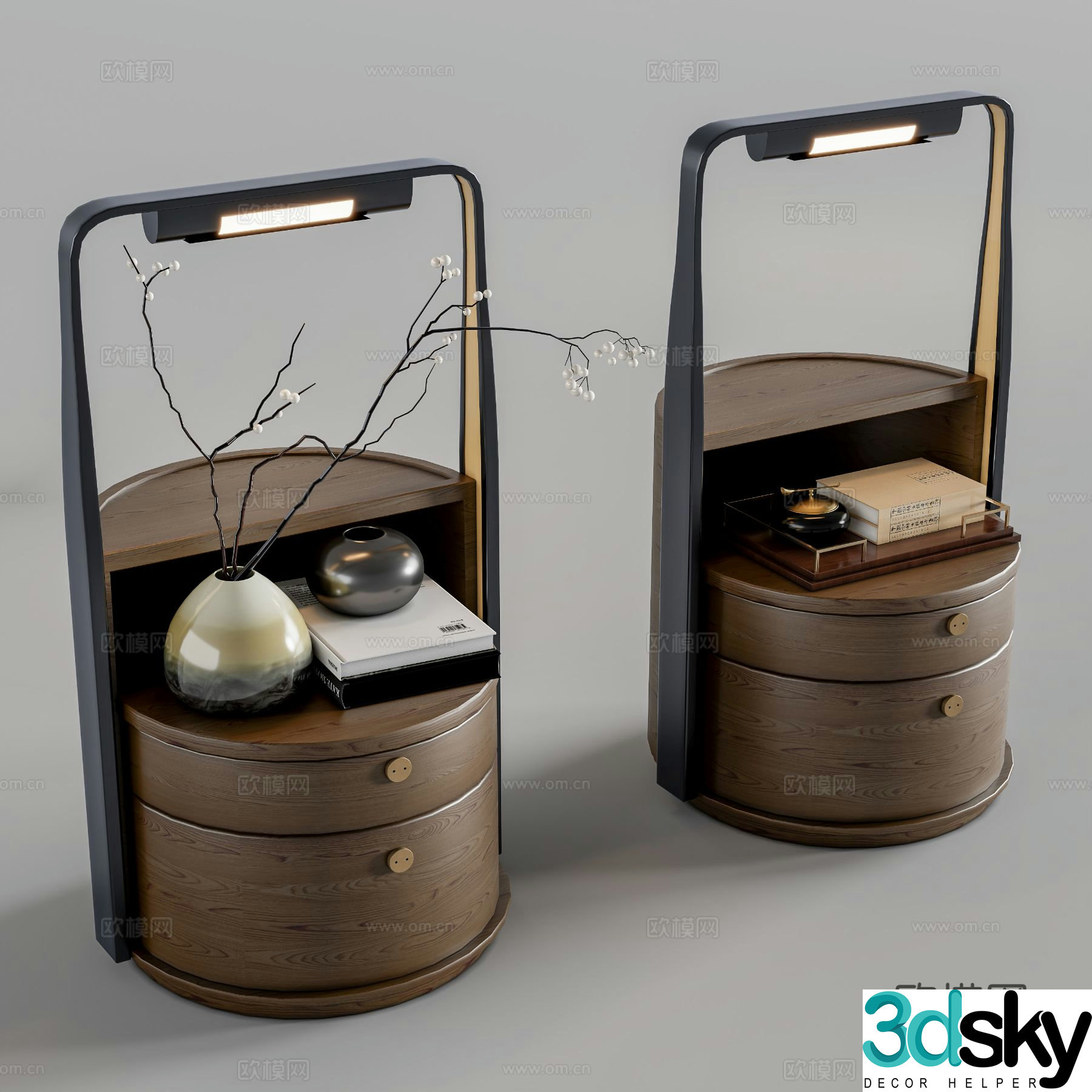 New Chinese style bedside table 3d model