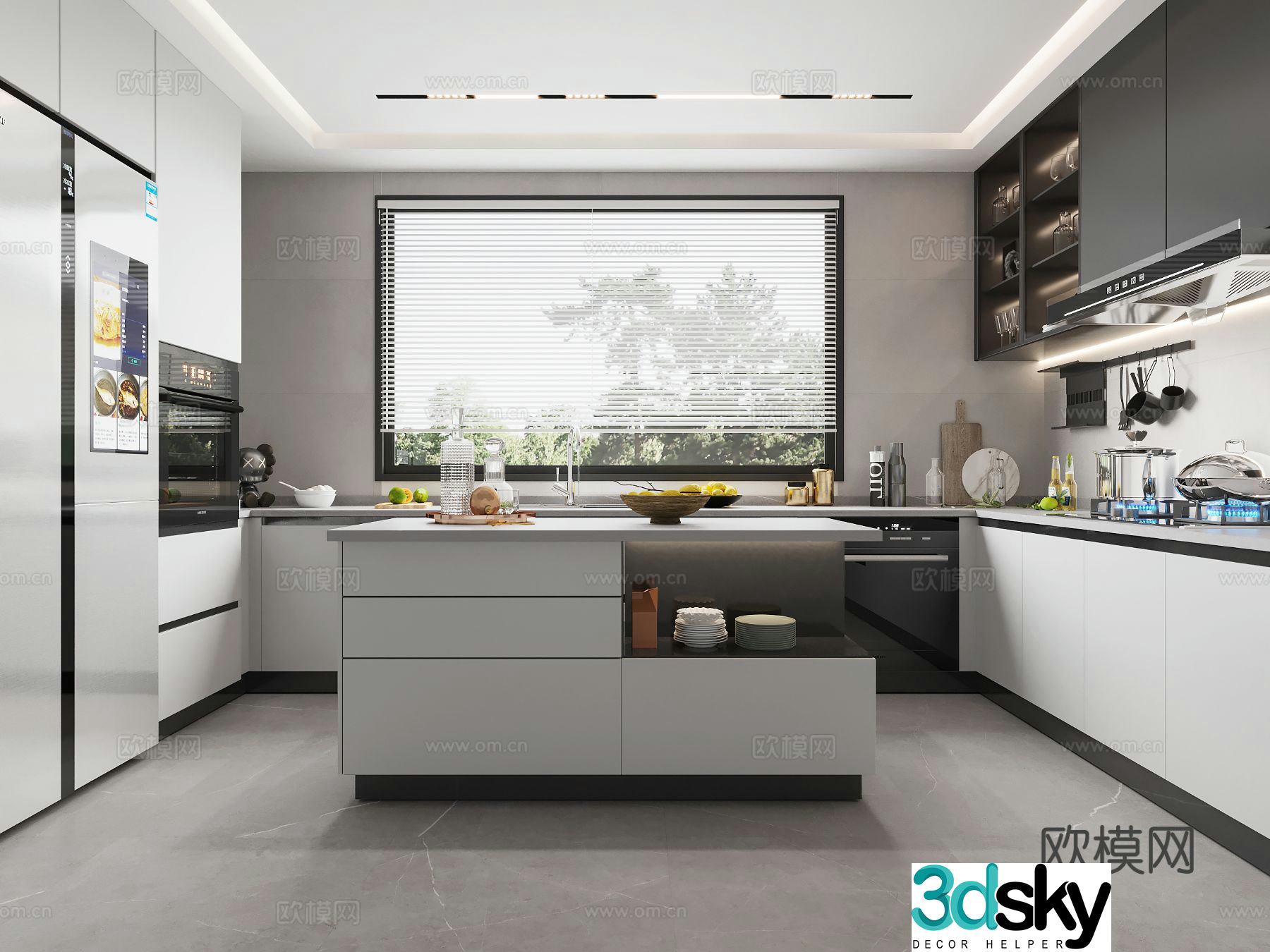 Modern kitchen island kitchen 3d model