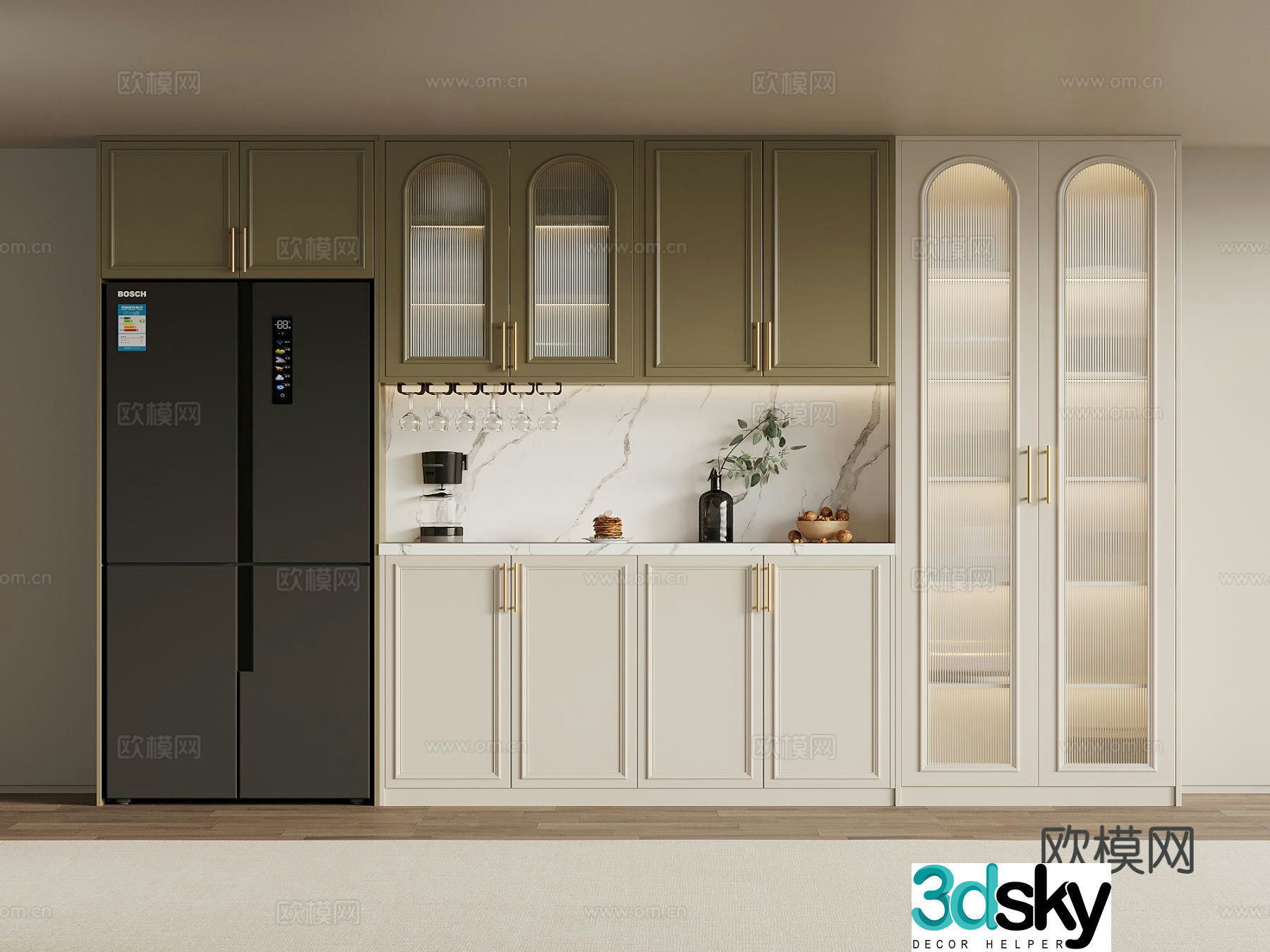 French wine cabinet sideboard 3d model