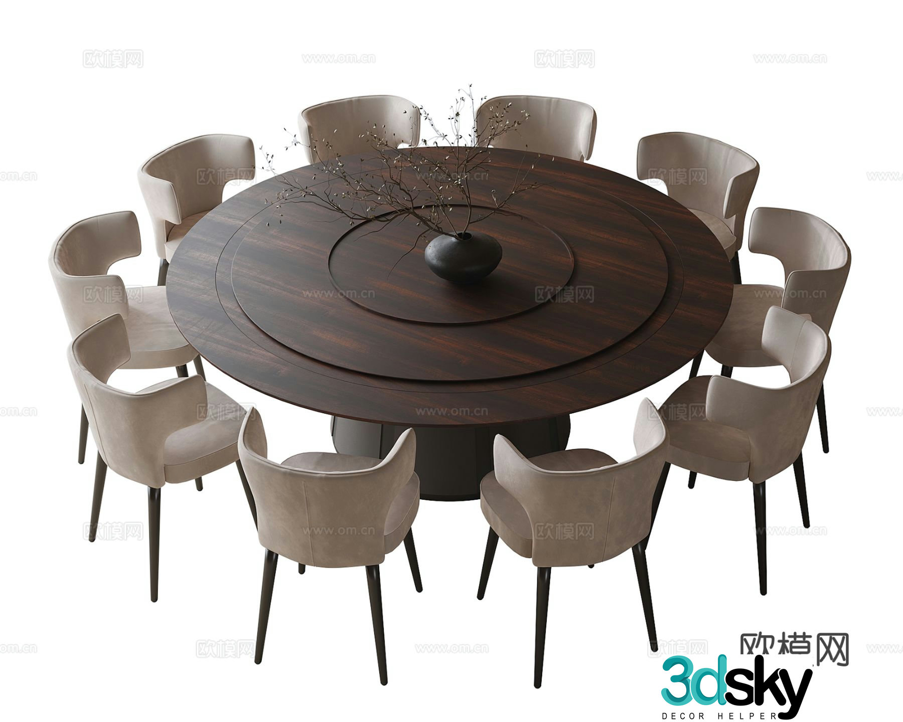 Modern box dining table and chairs large dining table and chairs 3d model