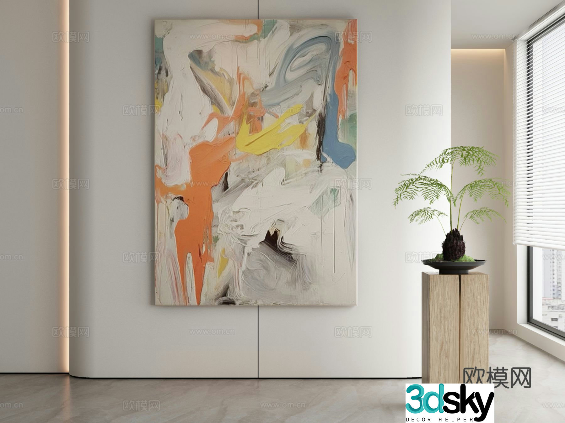 Modern texture painting decorative painting 3d model