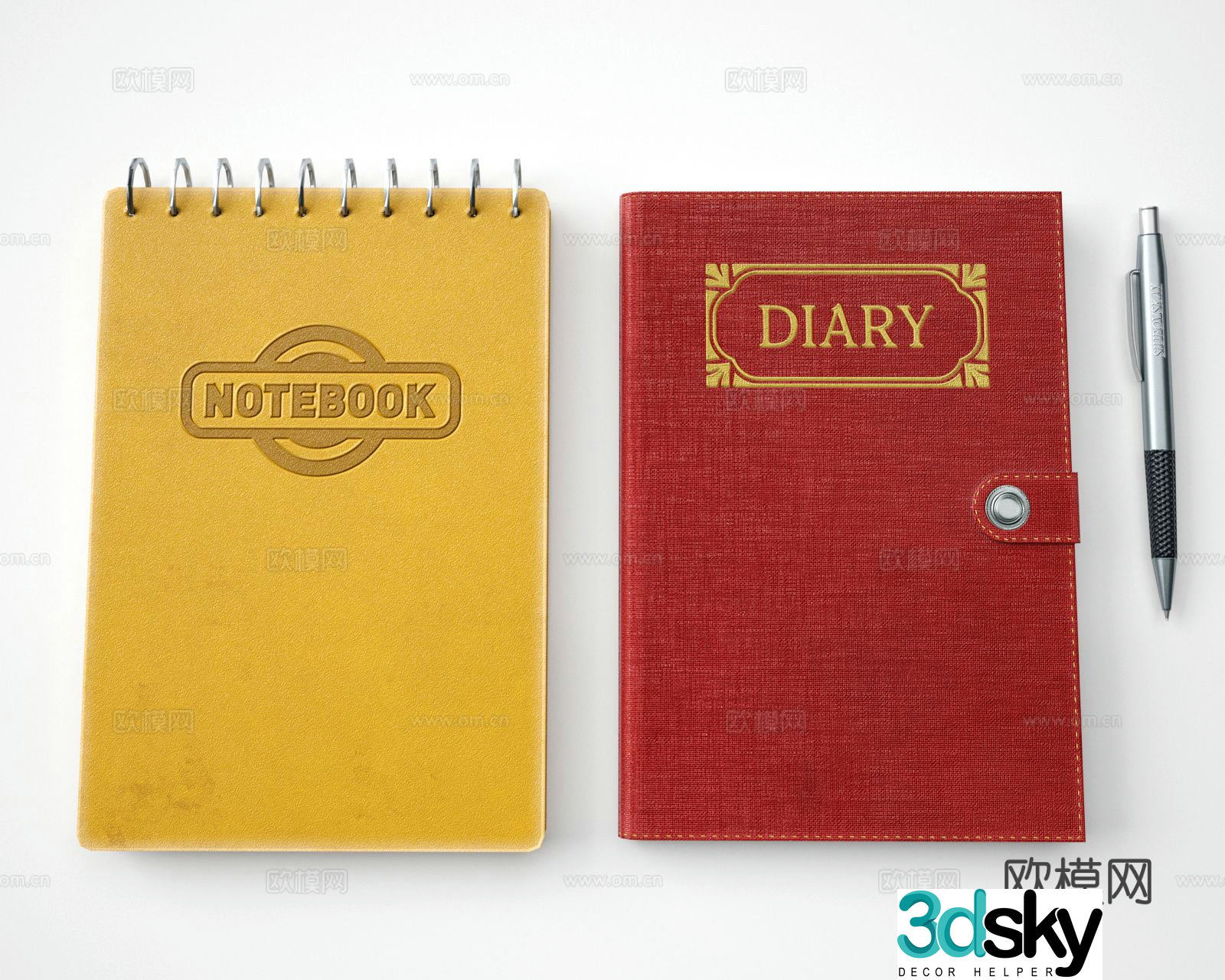 notebook diary notebook ballpoint pen 3d model