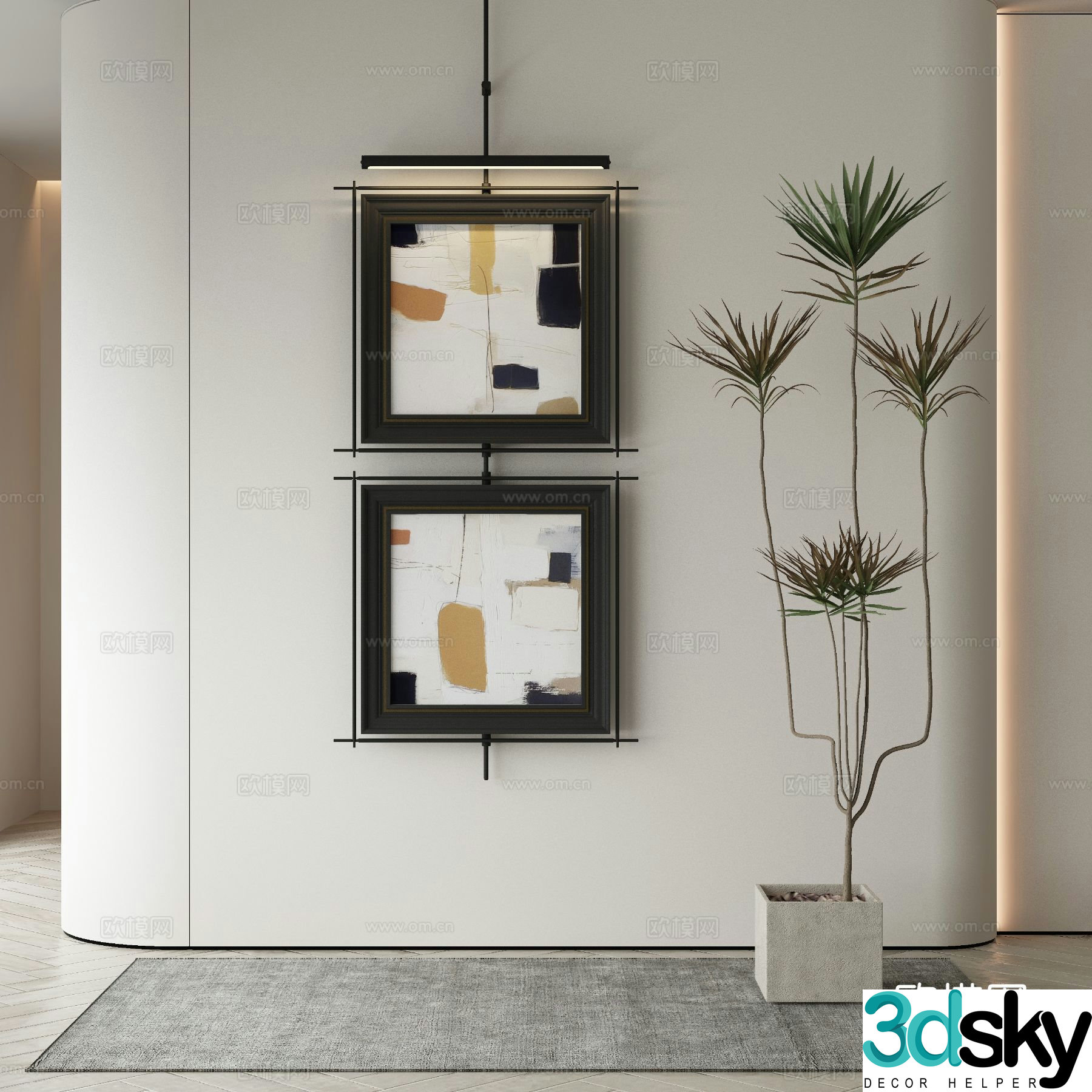 Modern texture painting decorative painting 3d model