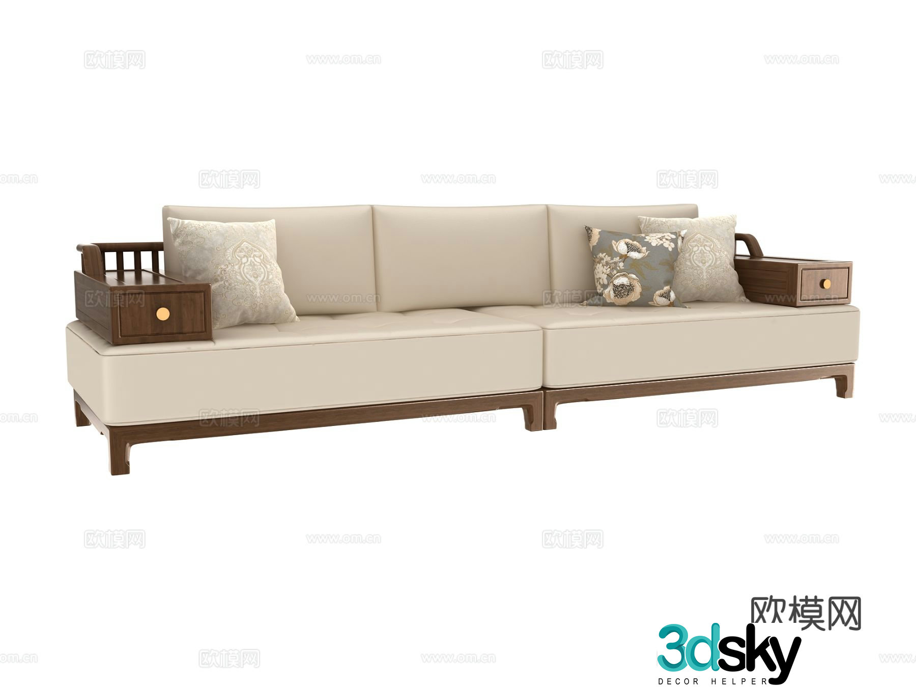 New Chinese style multi-person sofa 3d model