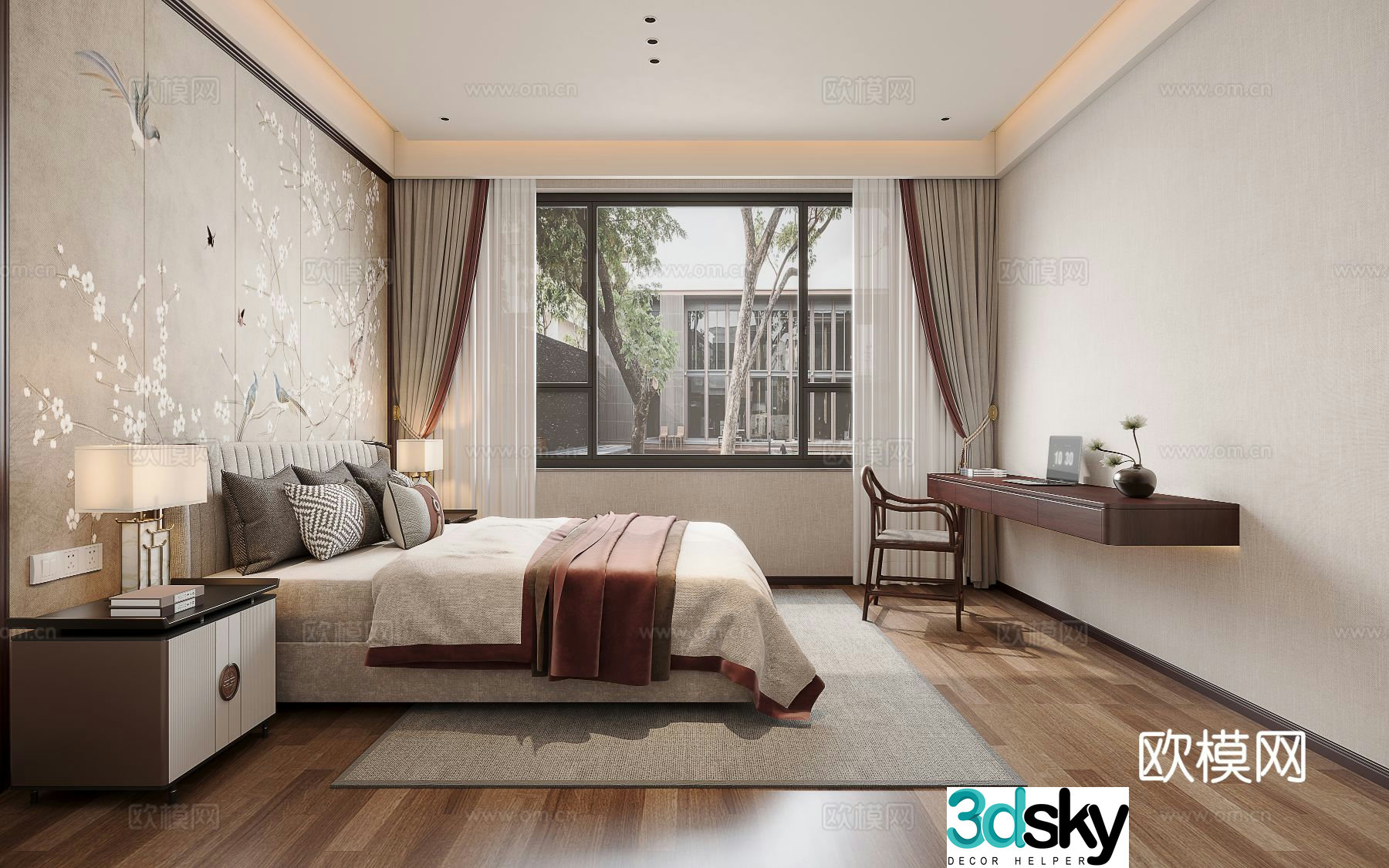 New Chinese style bedroom master bedroom 3d model