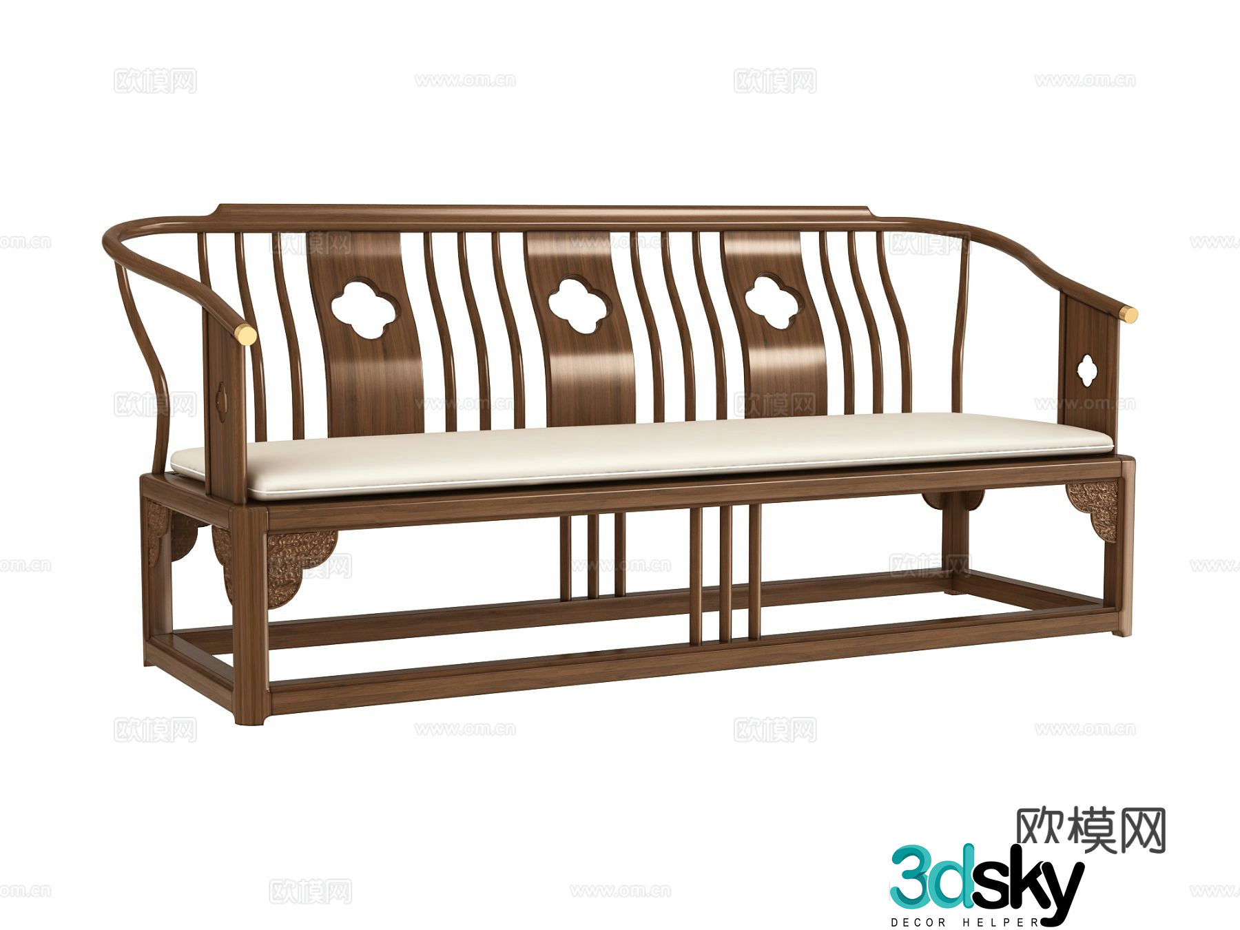 Chinese three-person sofa 3D model