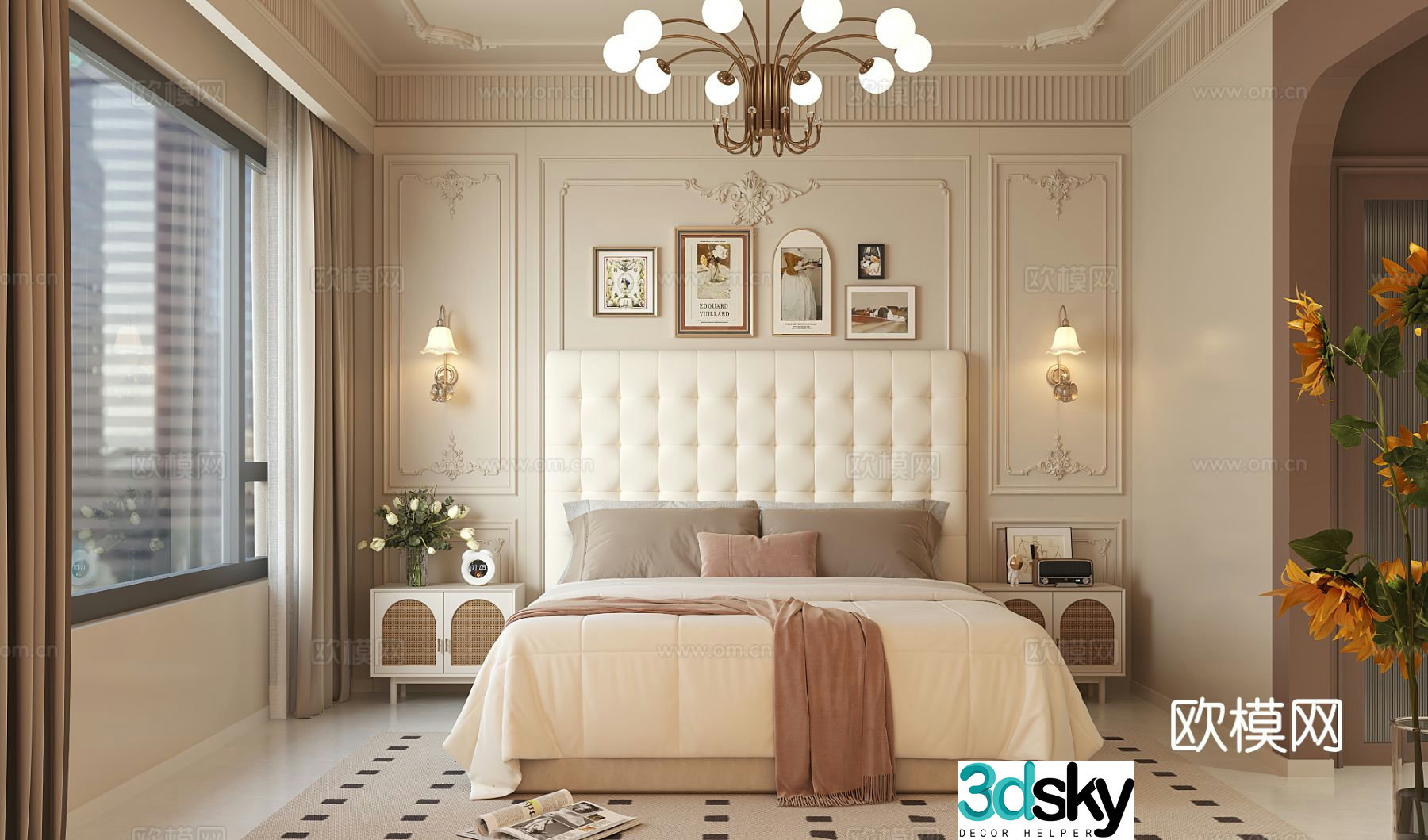 French bedroom master bedroom 3d model