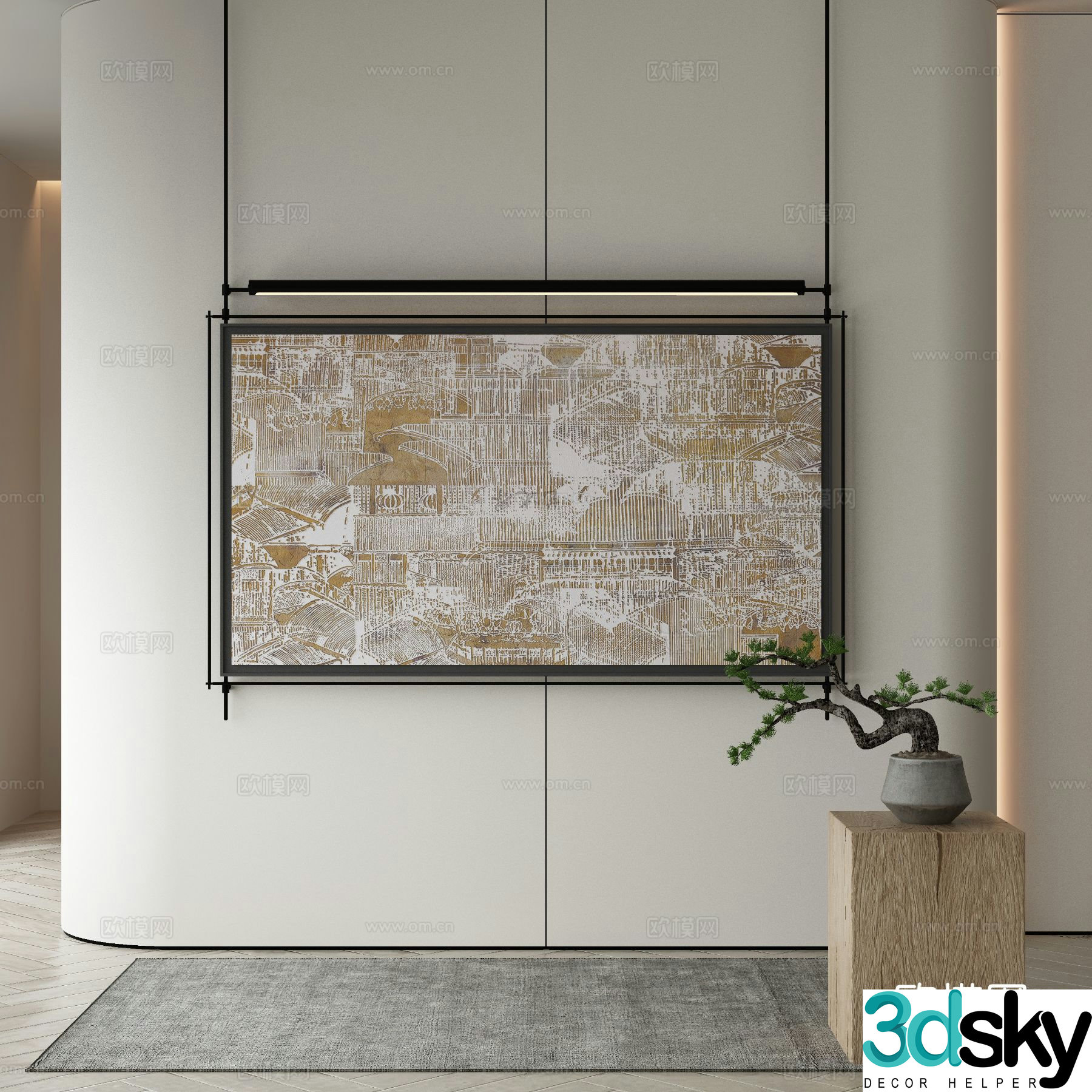 New Chinese texture painting decorative painting 3D model