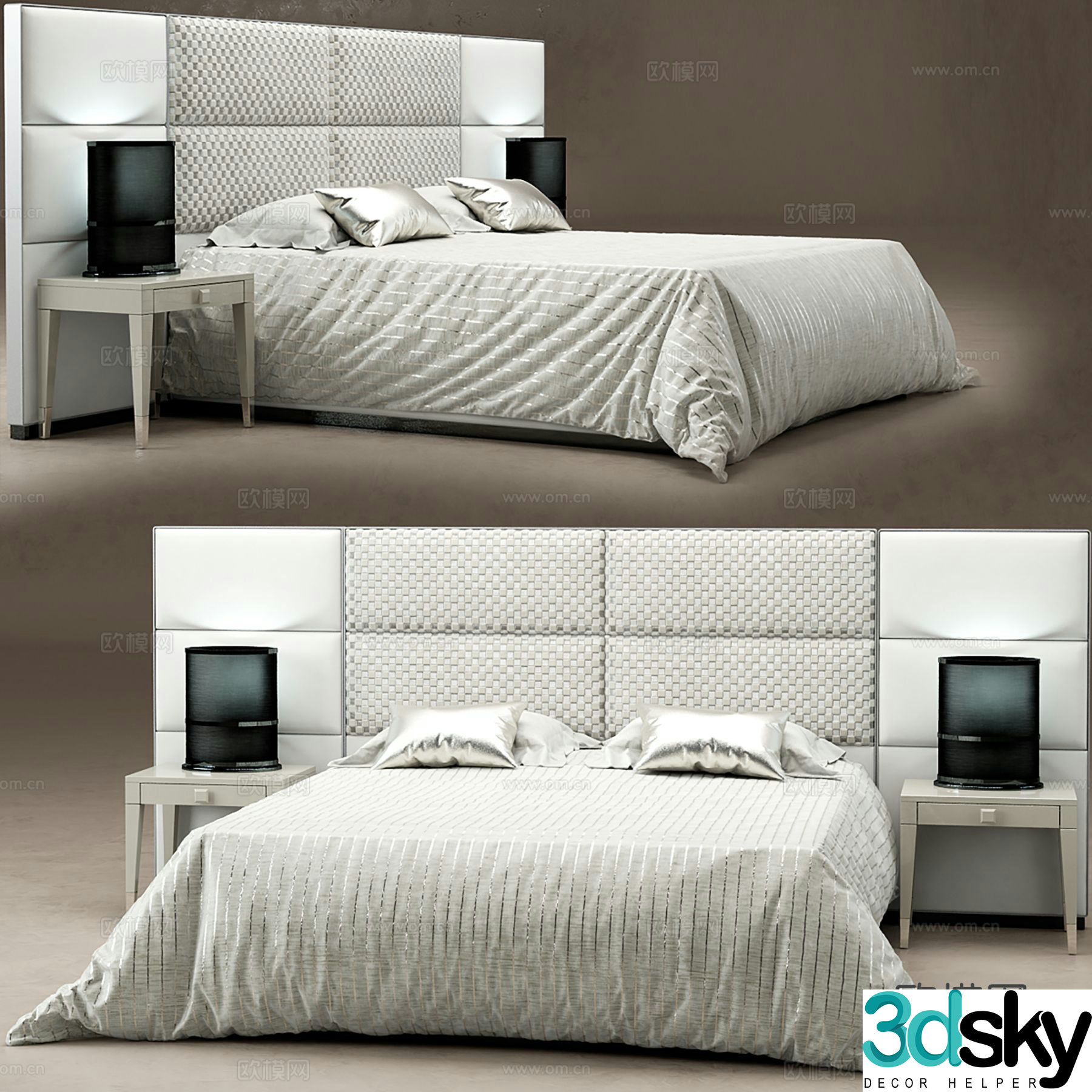 Modern double bed 3d model