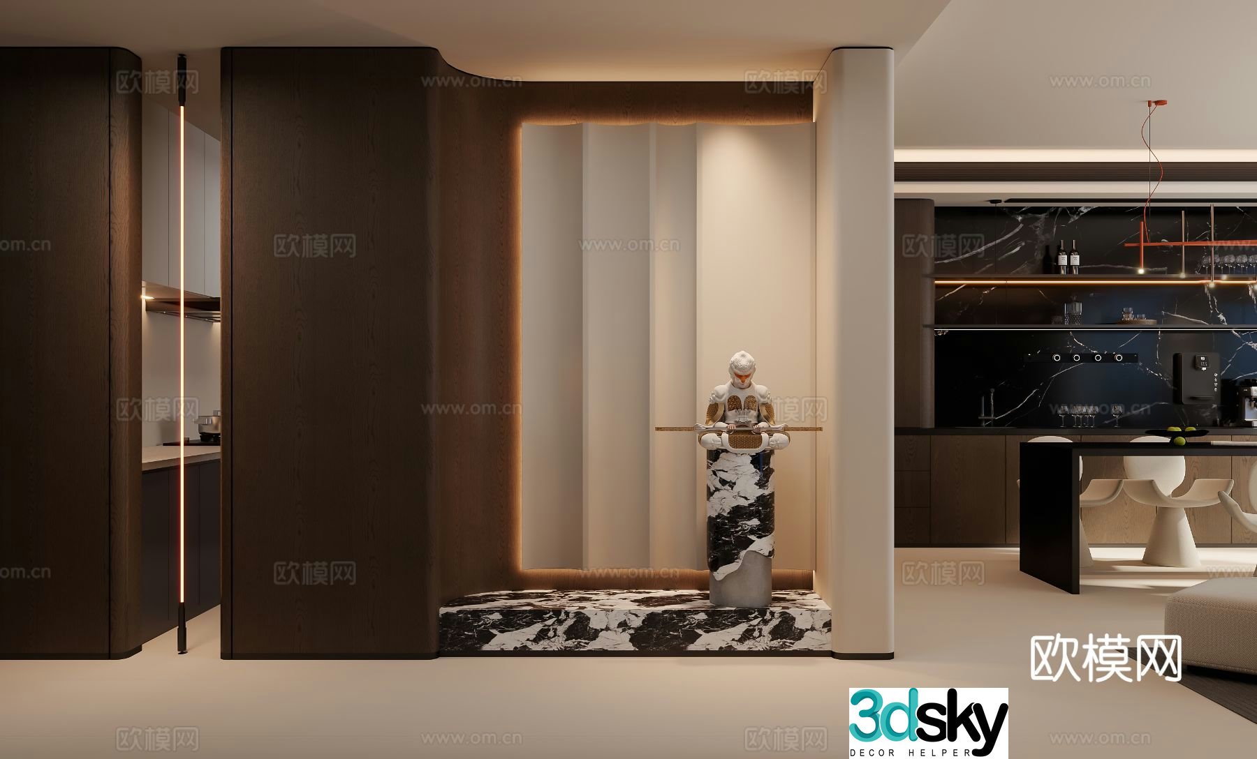 Italian-style entrance hall entrance corridor 3D model