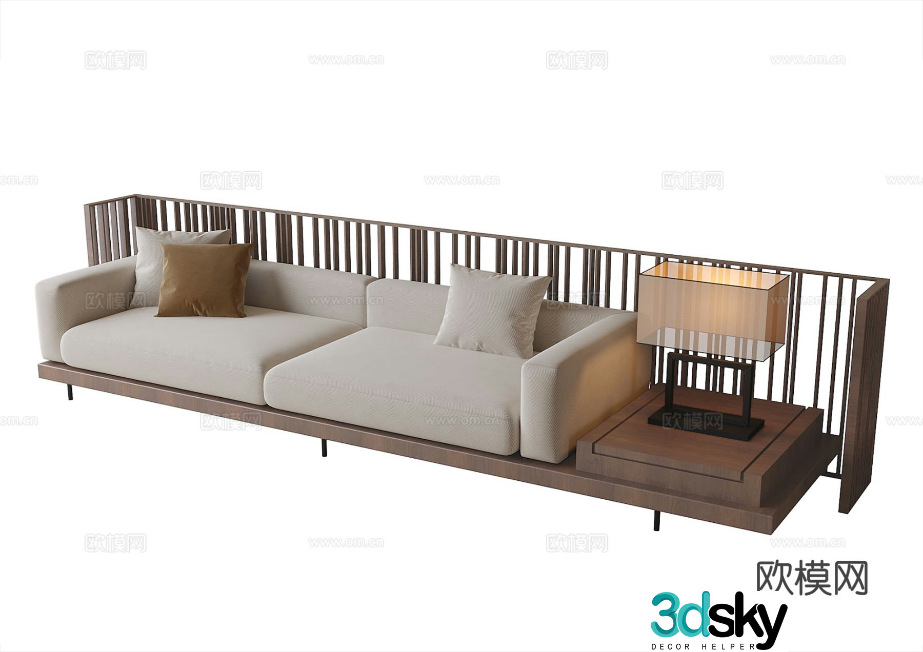 Log style double sofa 3d model