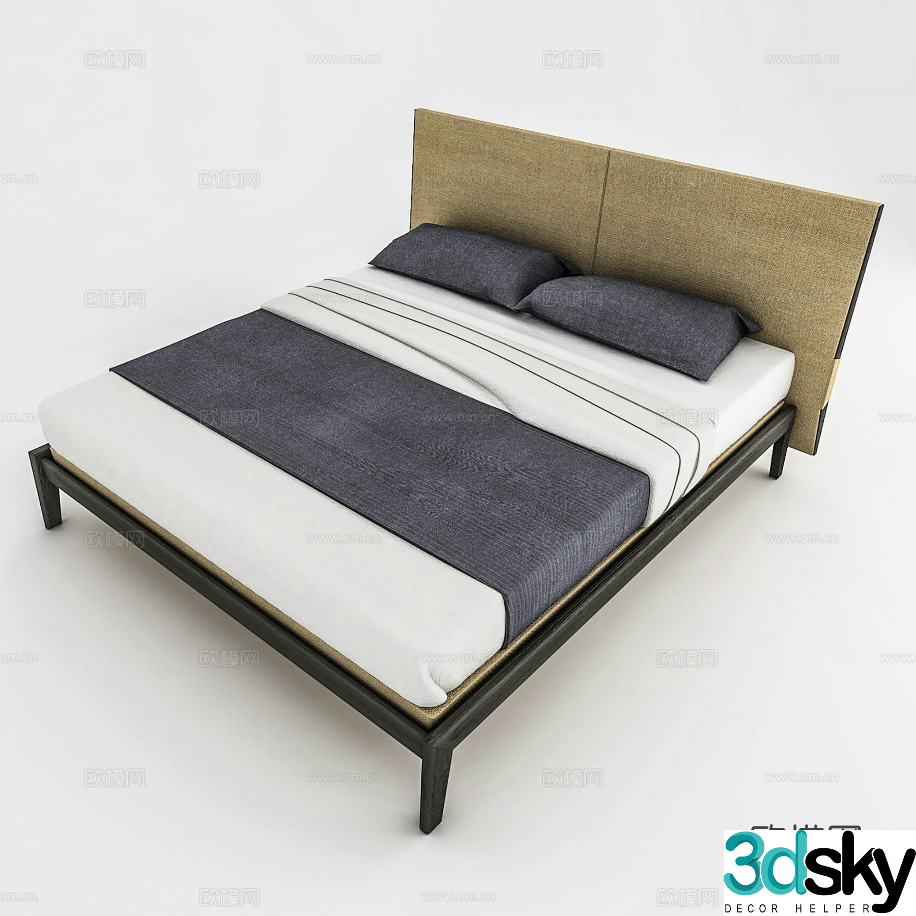 Modern double bed 3d model