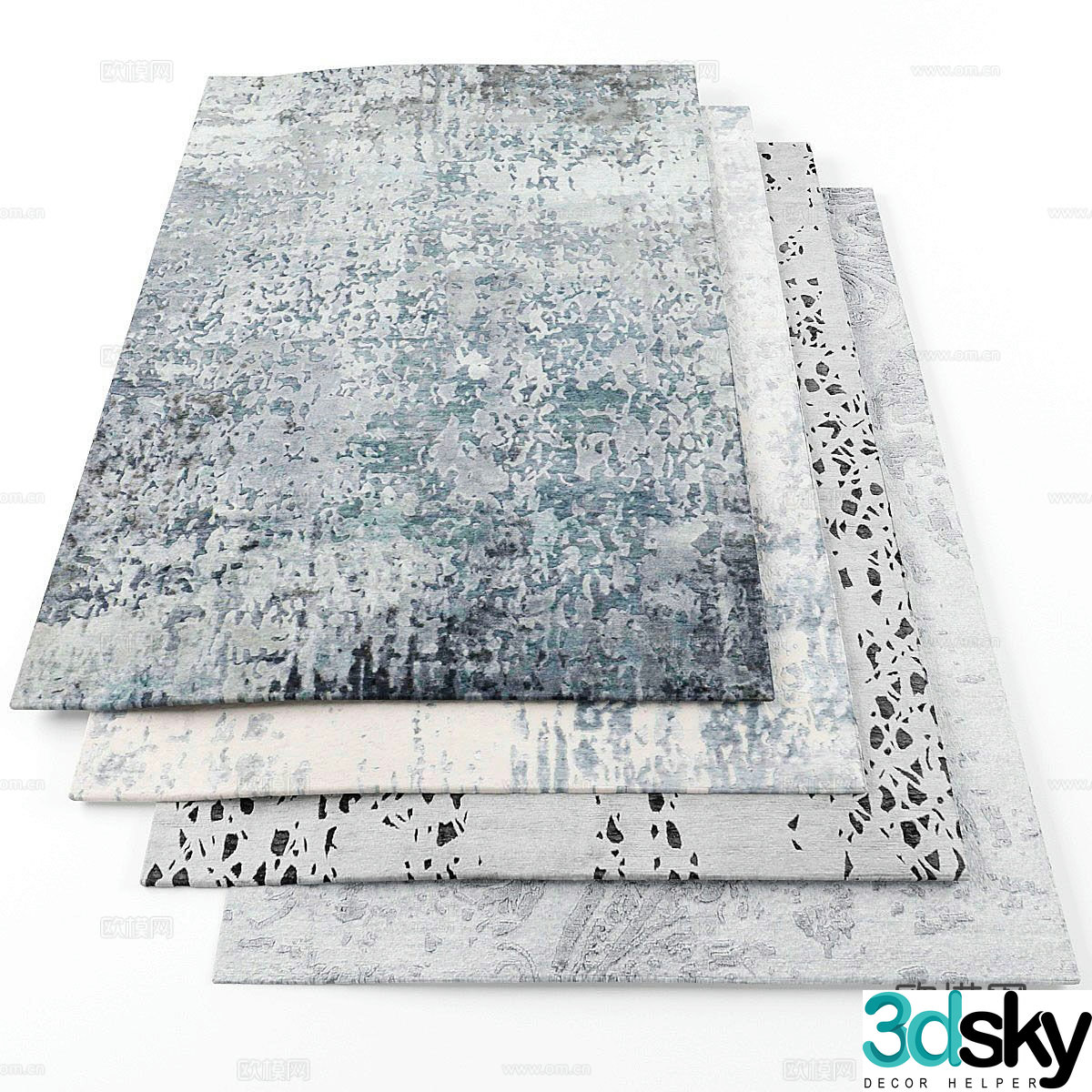 abstract carpet square rug 3d model