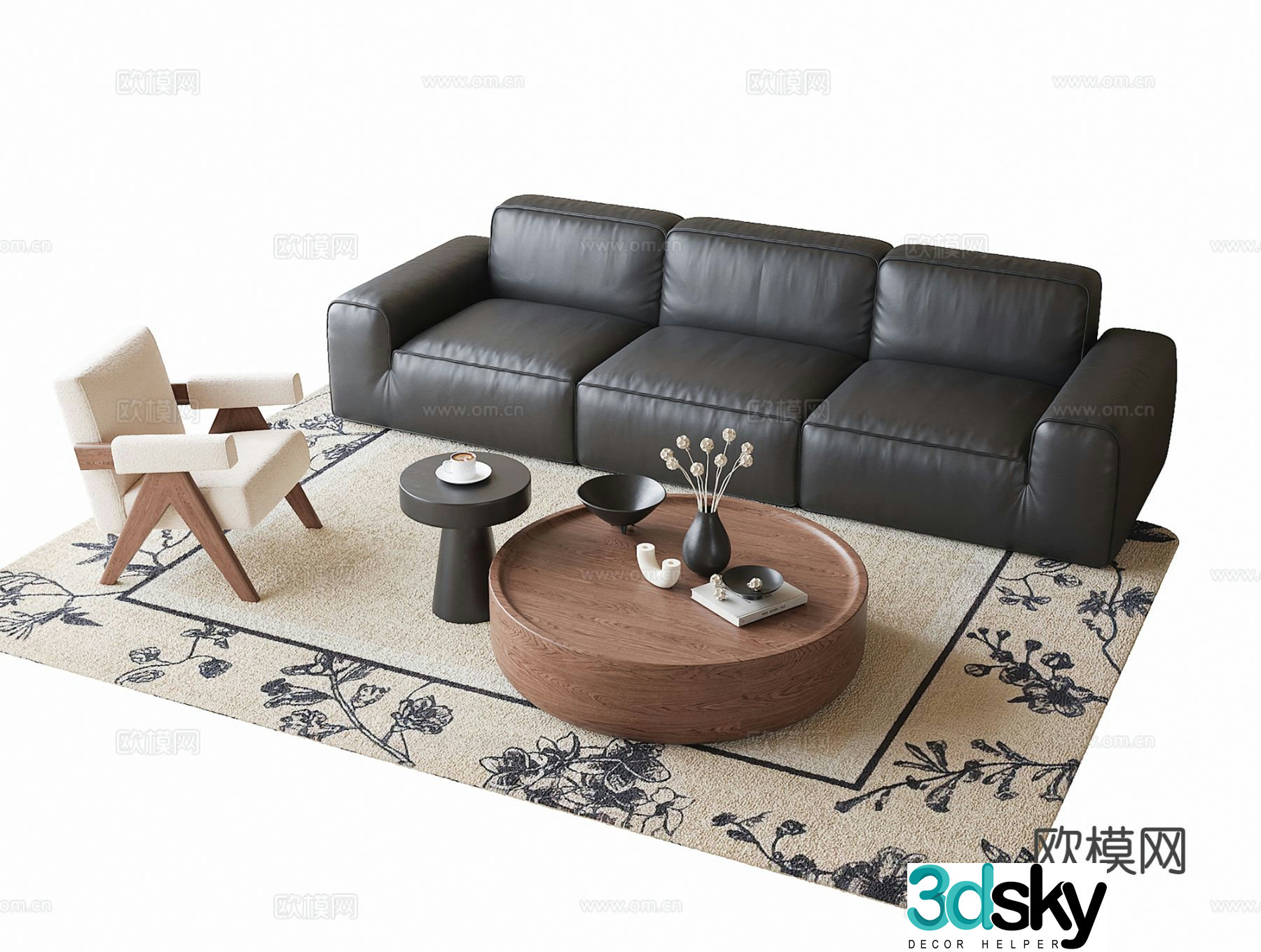 French sectional sofa 3d model