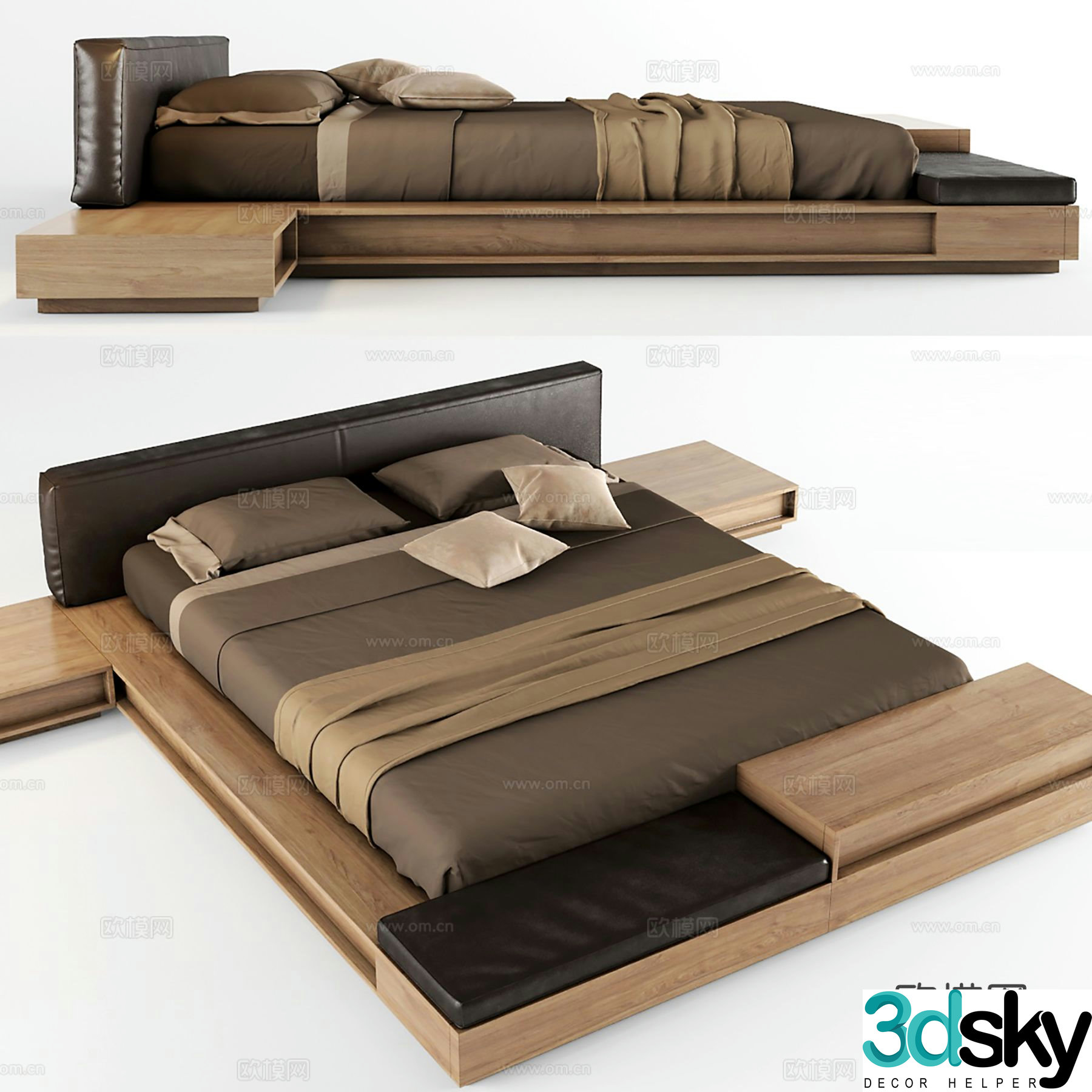 Italian double bed 3d model