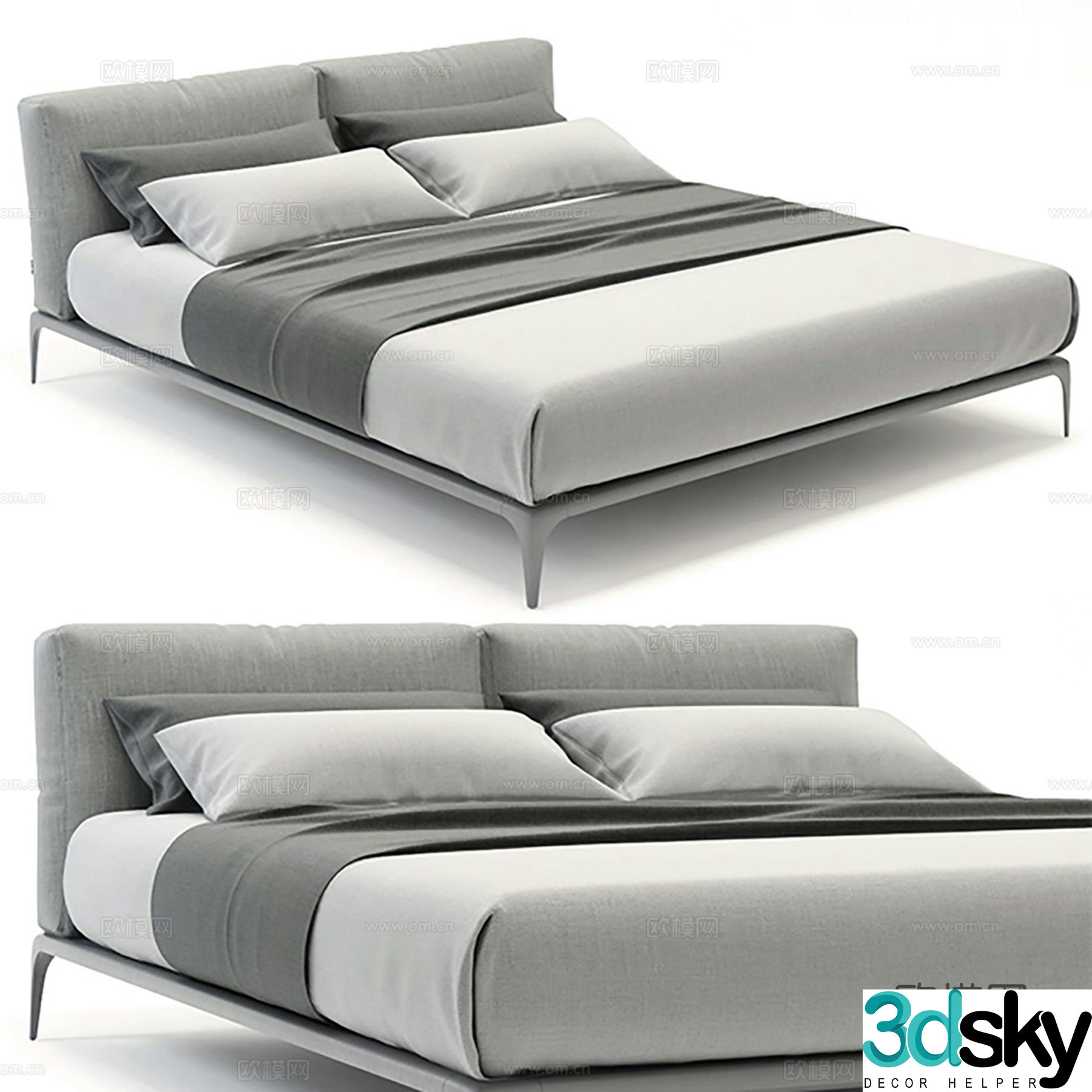 Modern double bed 3d model