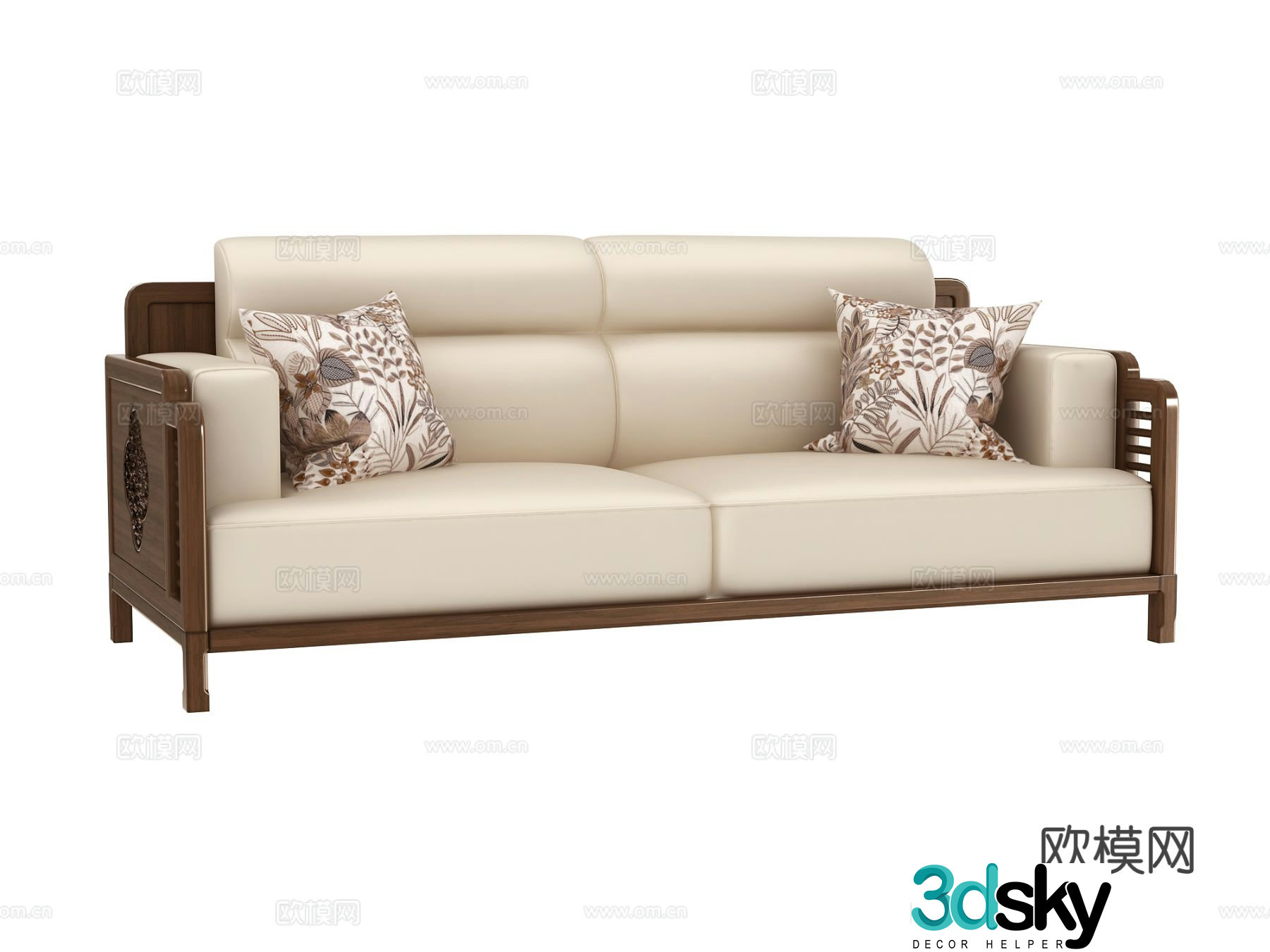 New Chinese style double sofa 3d model