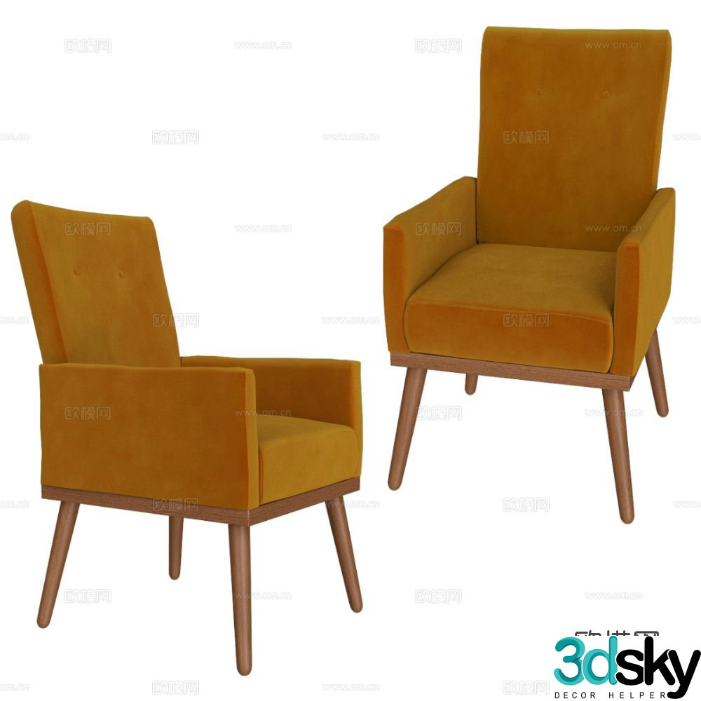 Scandic Nordic chair leisure chair 3d model