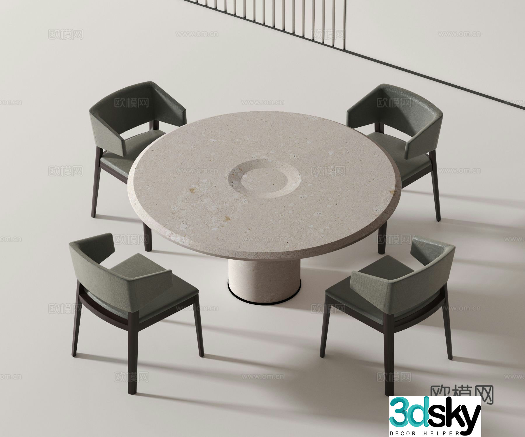 Modern leisure tables and chairs round table dining table and chairs 3d model
