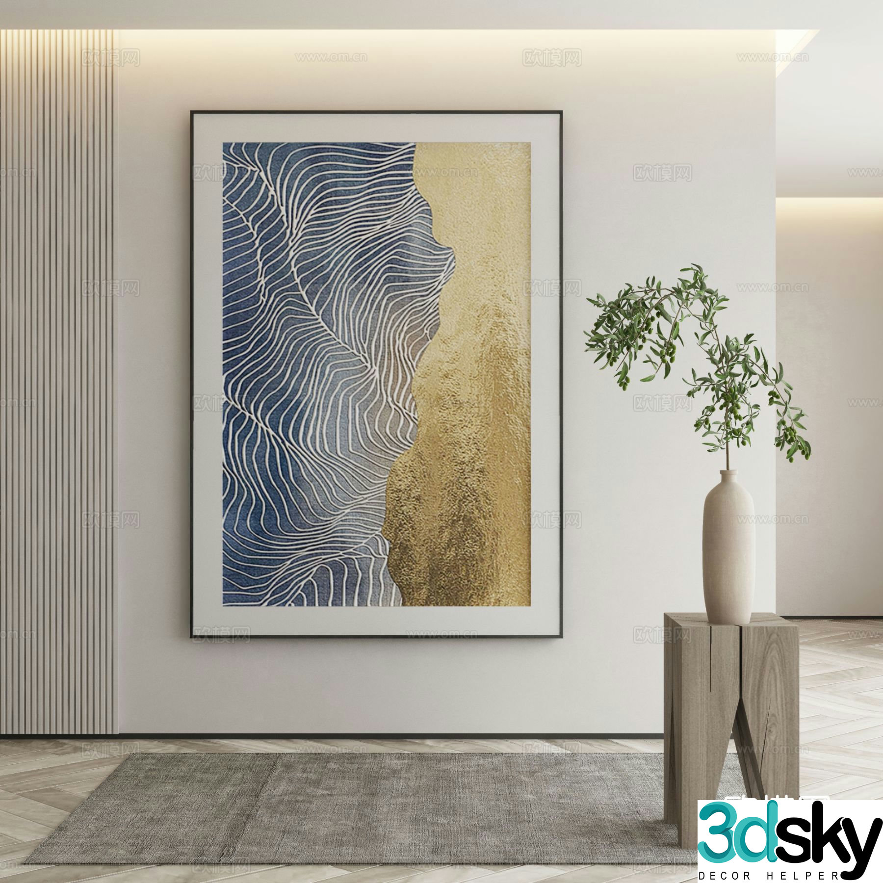 Modern texture painting decorative painting 3d model