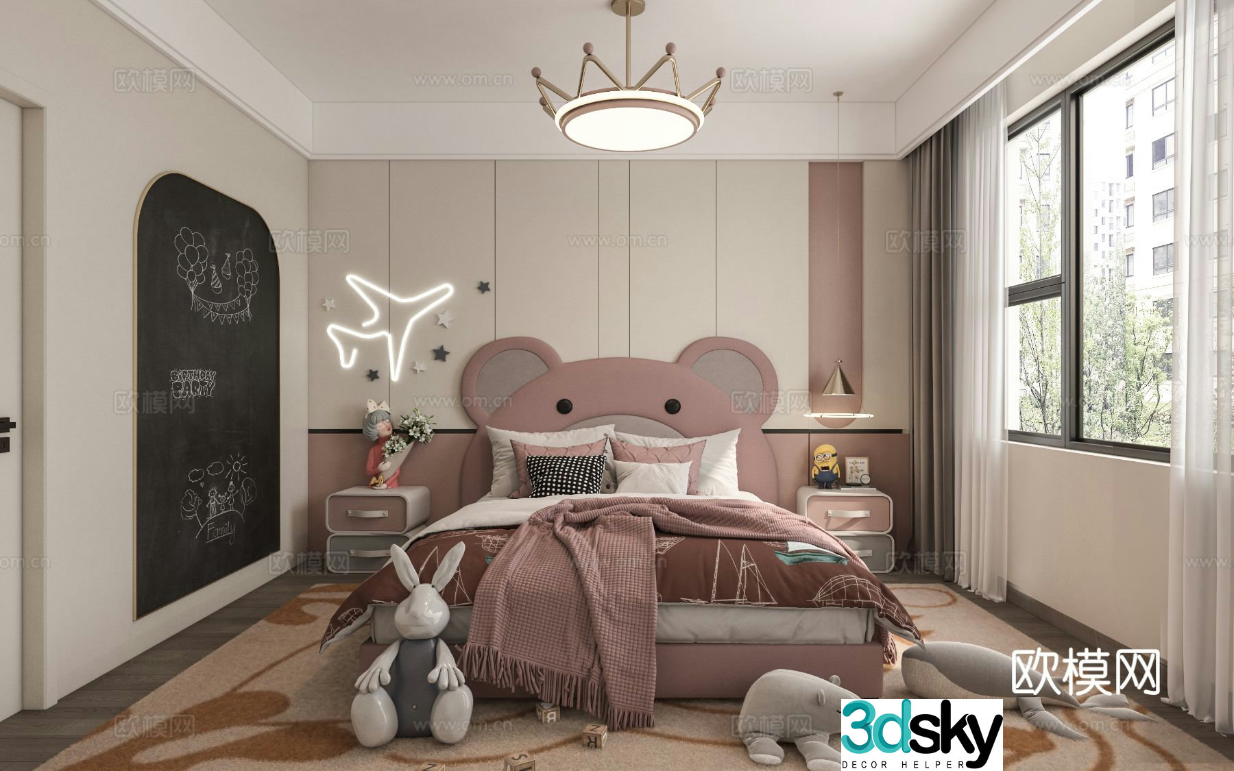 Modern children’s room girl’s room kid’s room 3d model