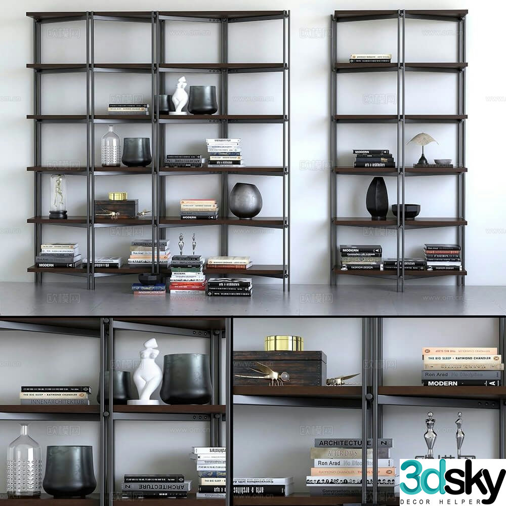 Modern bookcase bookshelf 3d model