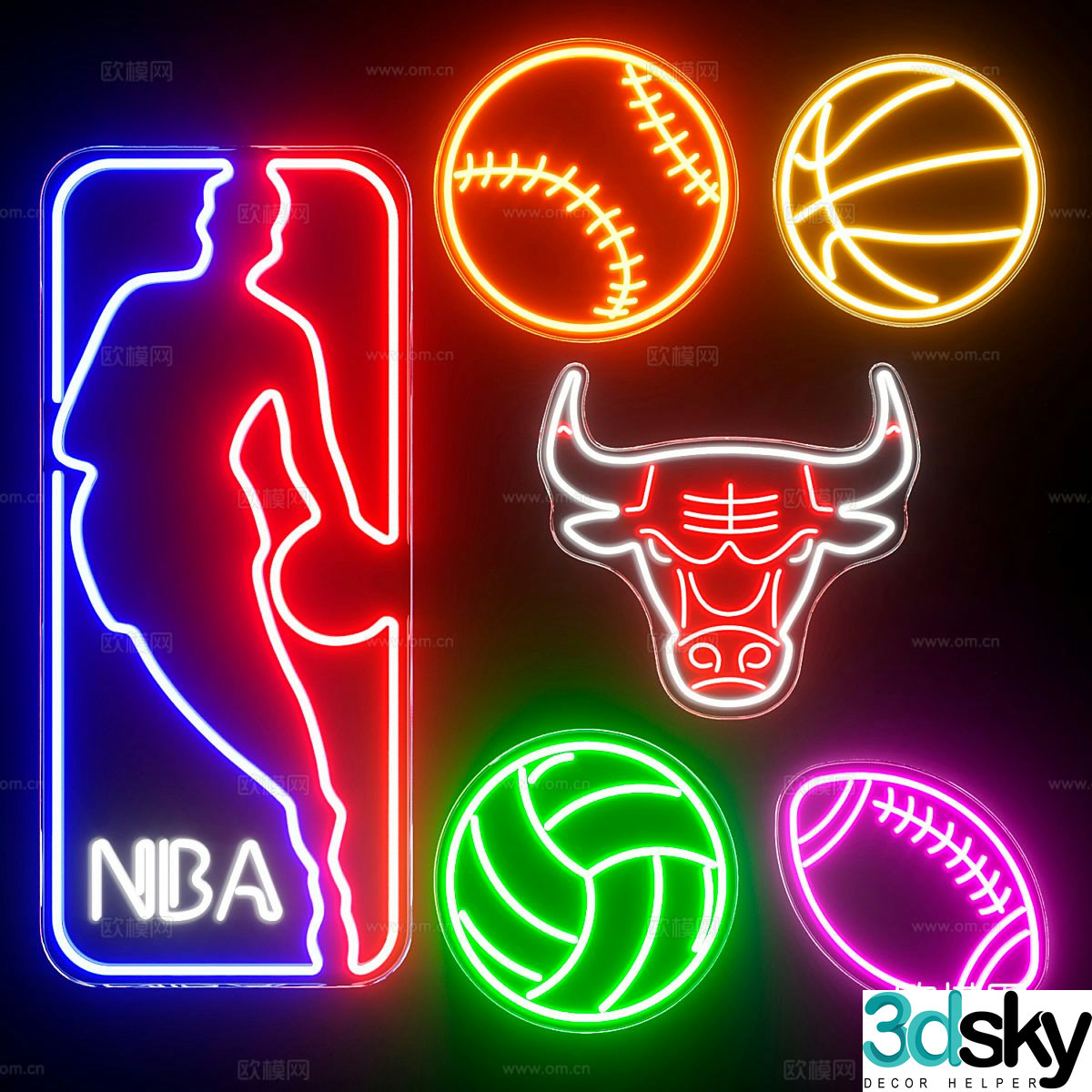decorative lights neon lights advertising lights 3d model