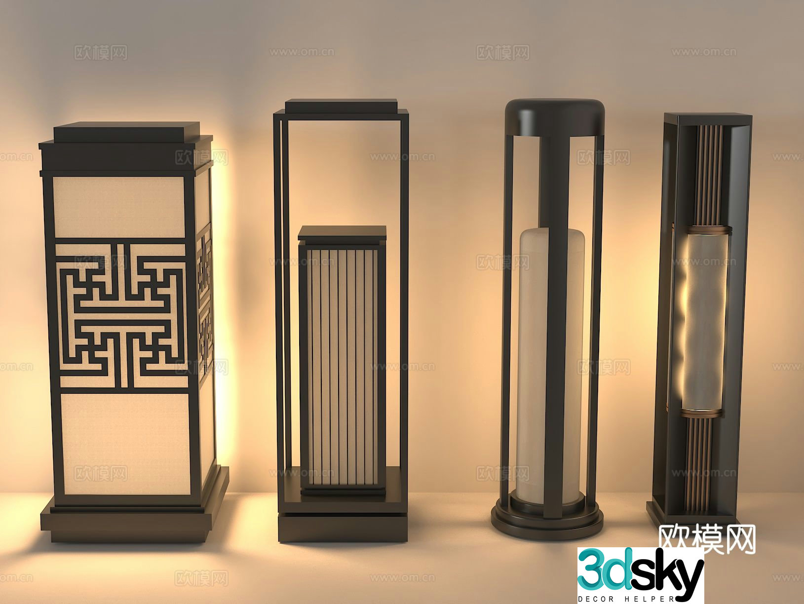 New Chinese style landscape lamp outdoor lamp lawn lamp garden lamp 3d model
