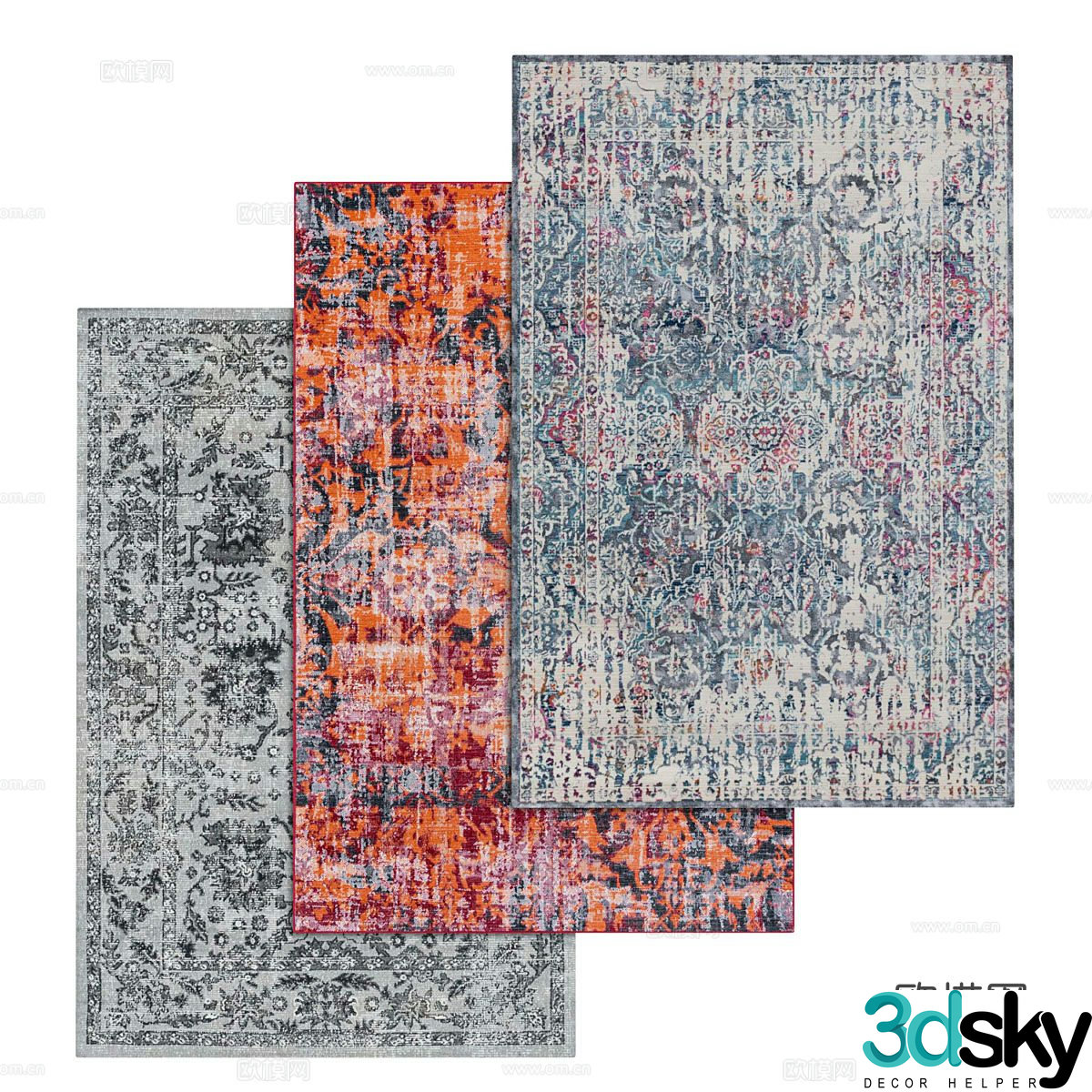 European carpet square carpet 3d model