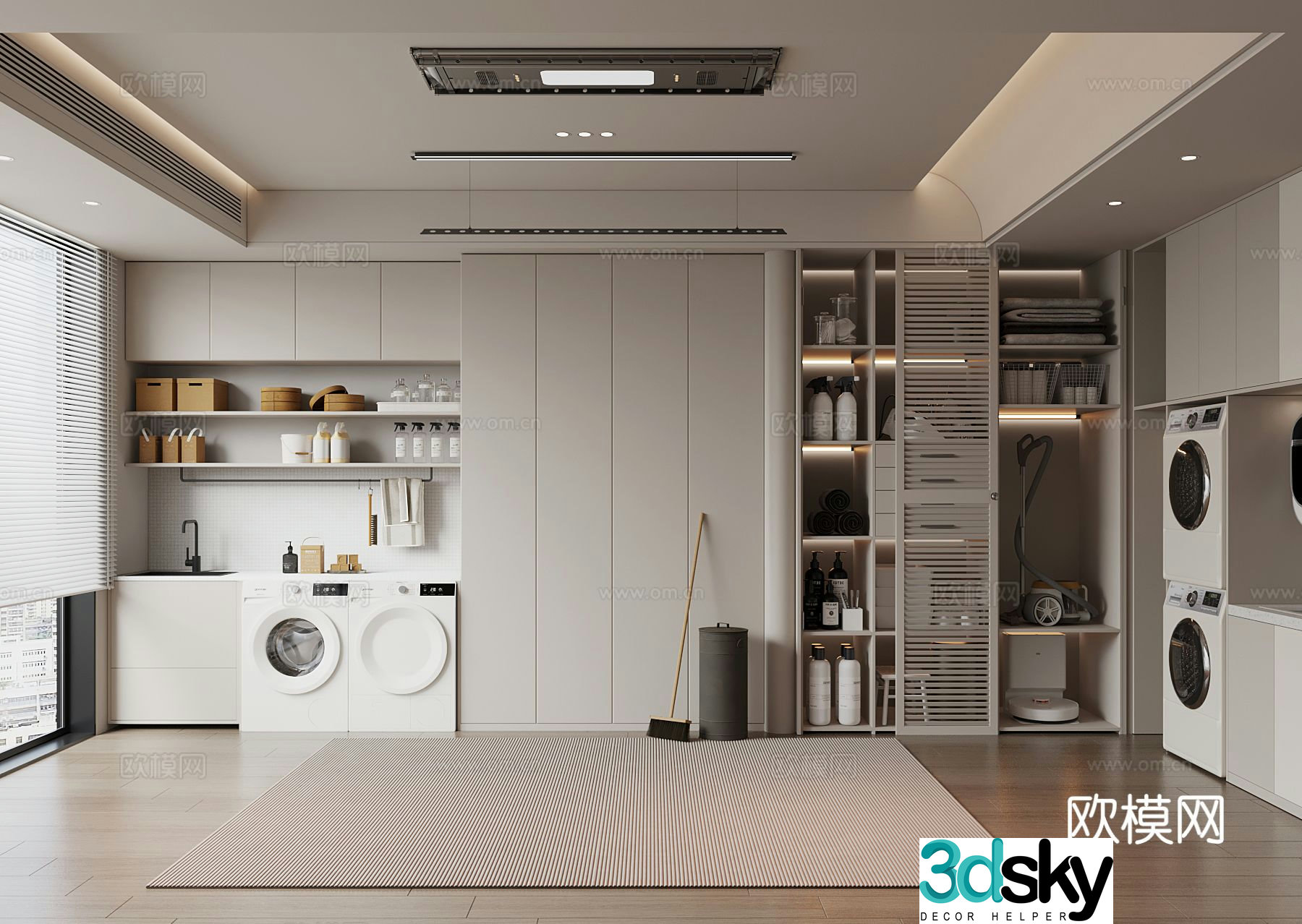 Modern balcony cabinet washing machine cabinet 3d model