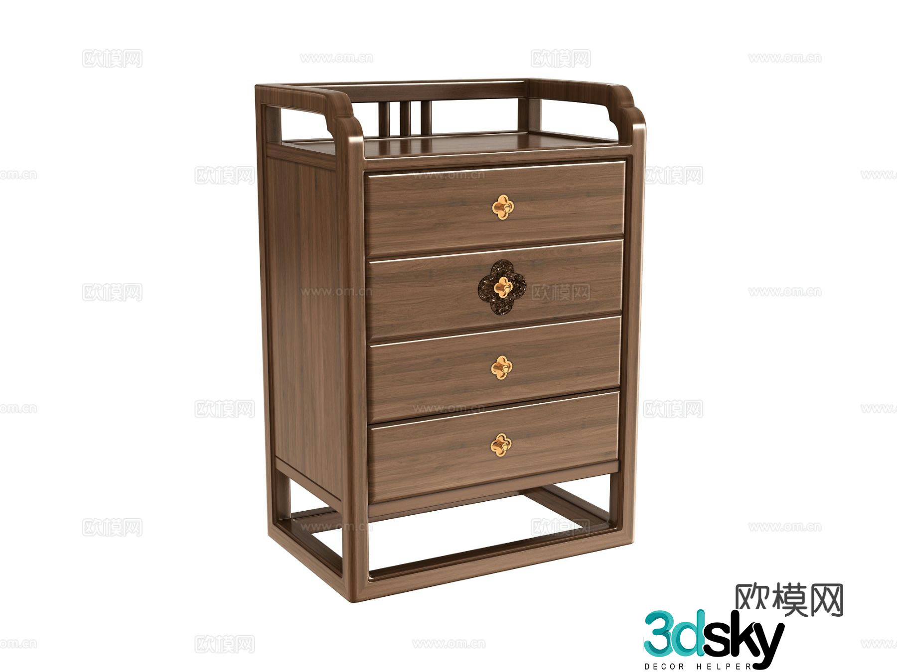 Chinese style chest of drawers 3d model