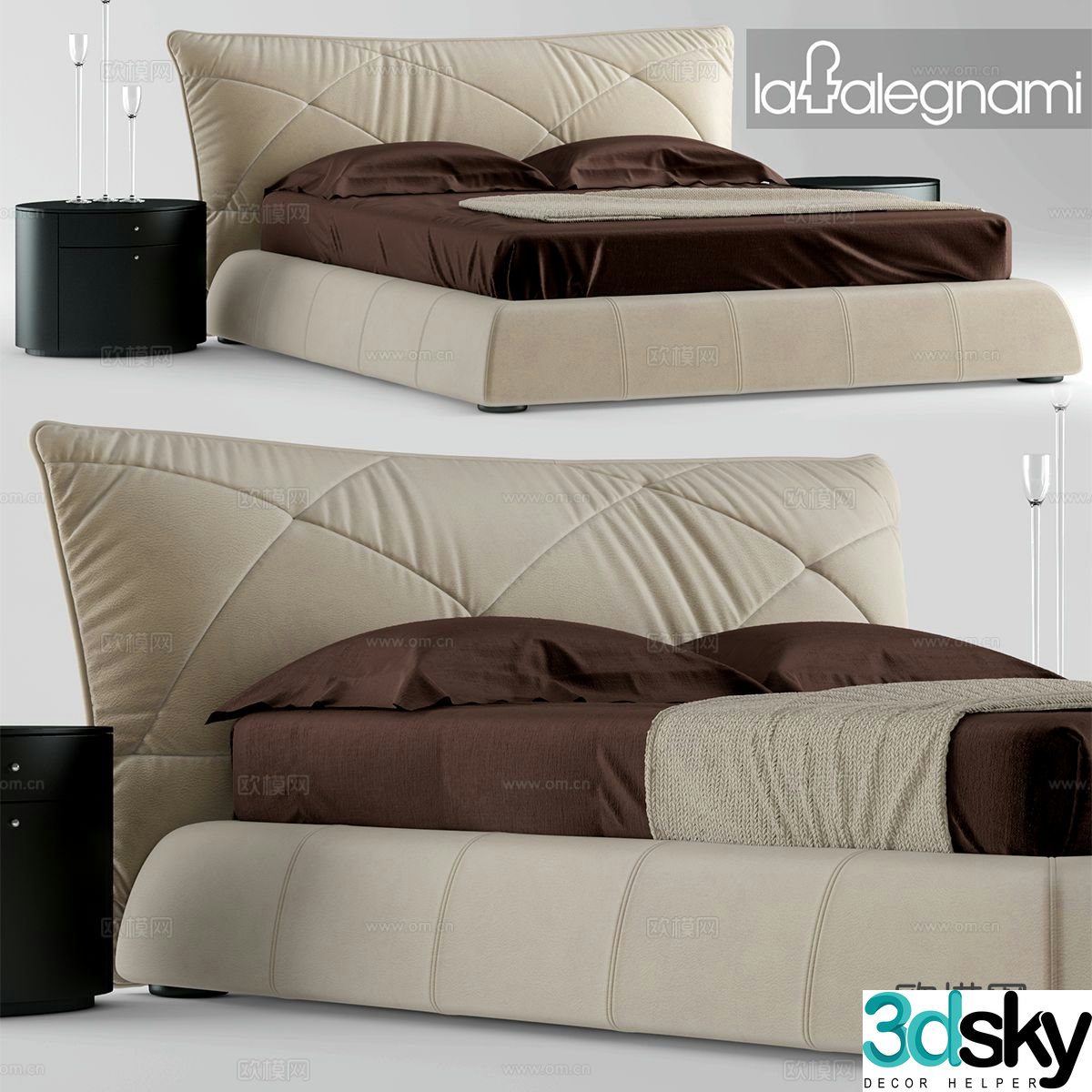 Modern double bed 3d model