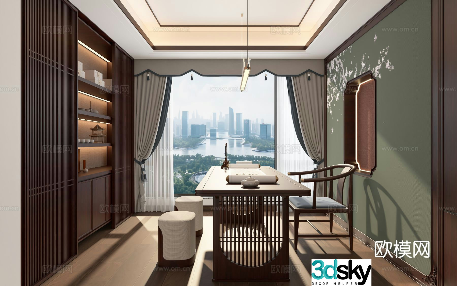 New Chinese style study 3D model