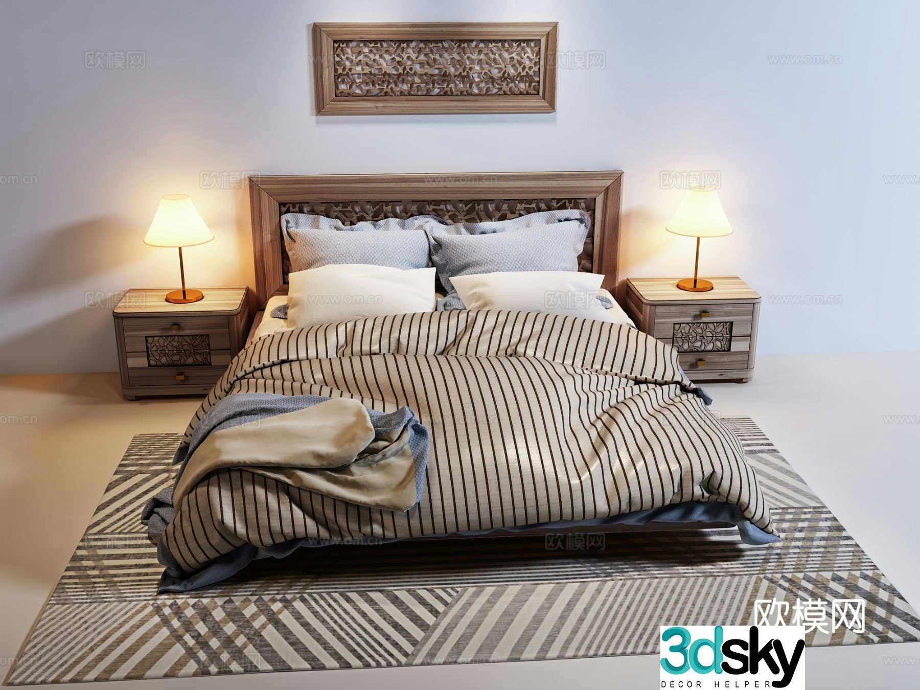 Nordic double bed 3d model
